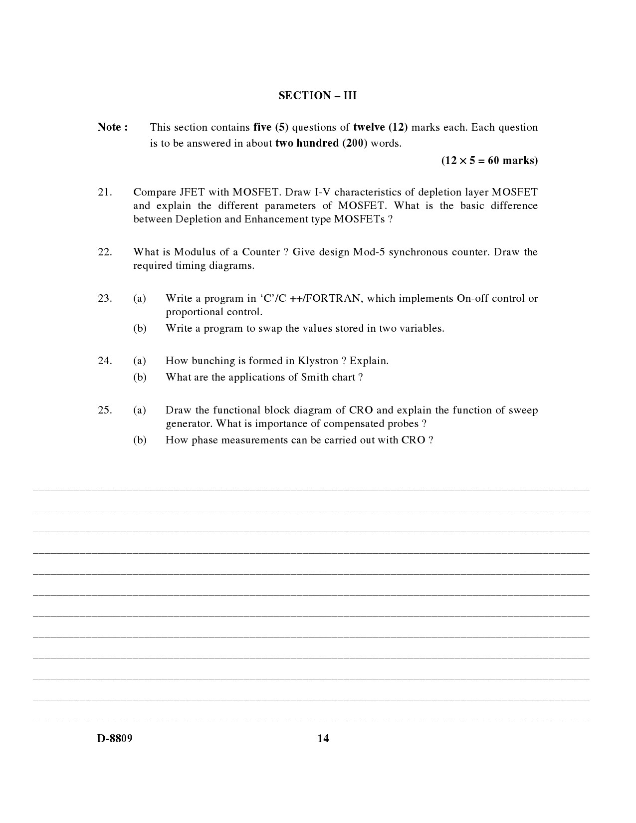 UGC NET Electronic Science Question Paper III December 2009 14