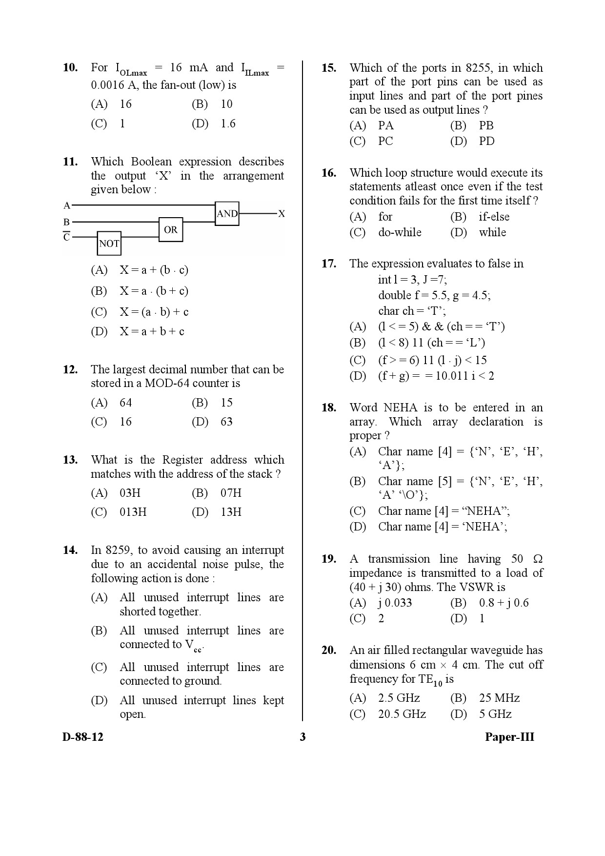 UGC NET Electronic Science Question Paper III December 2012 3