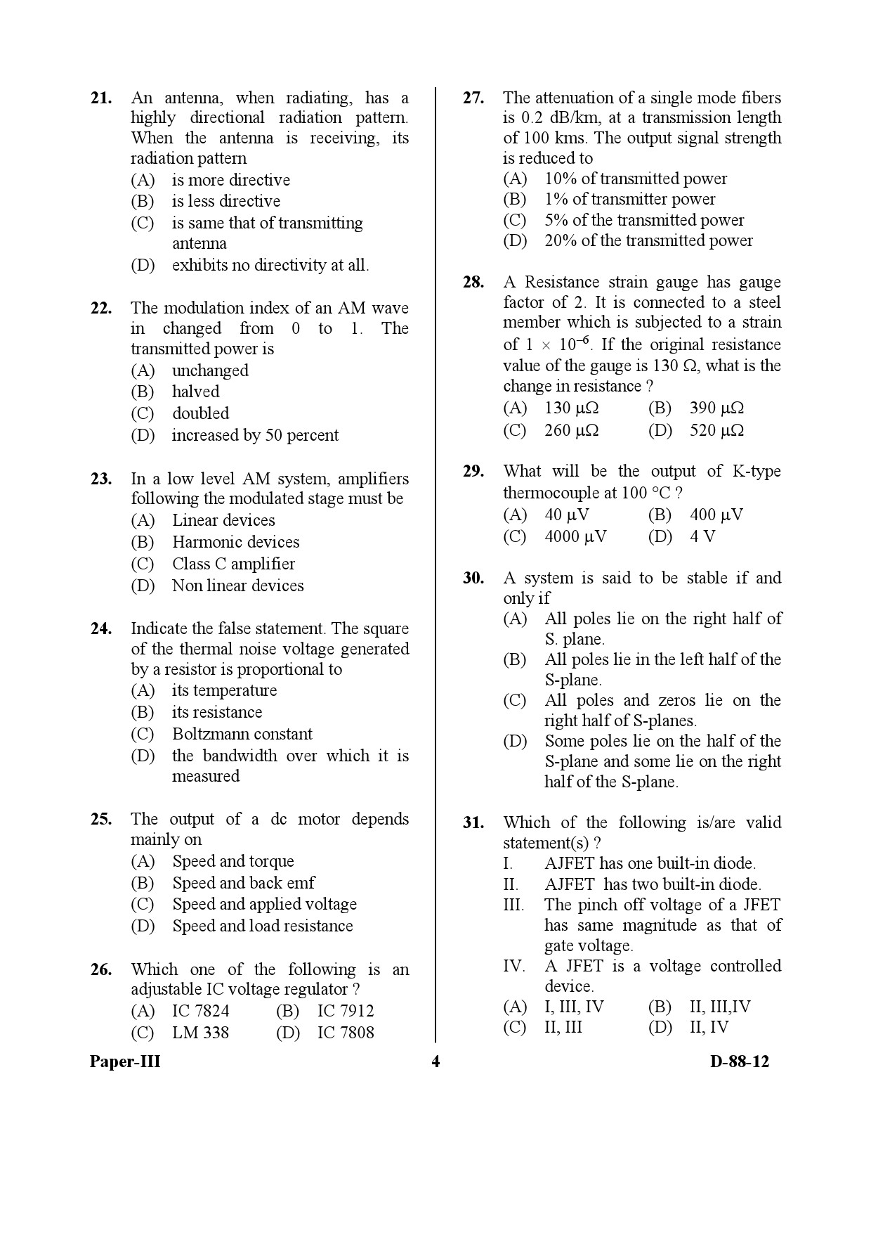 UGC NET Electronic Science Question Paper III December 2012 4