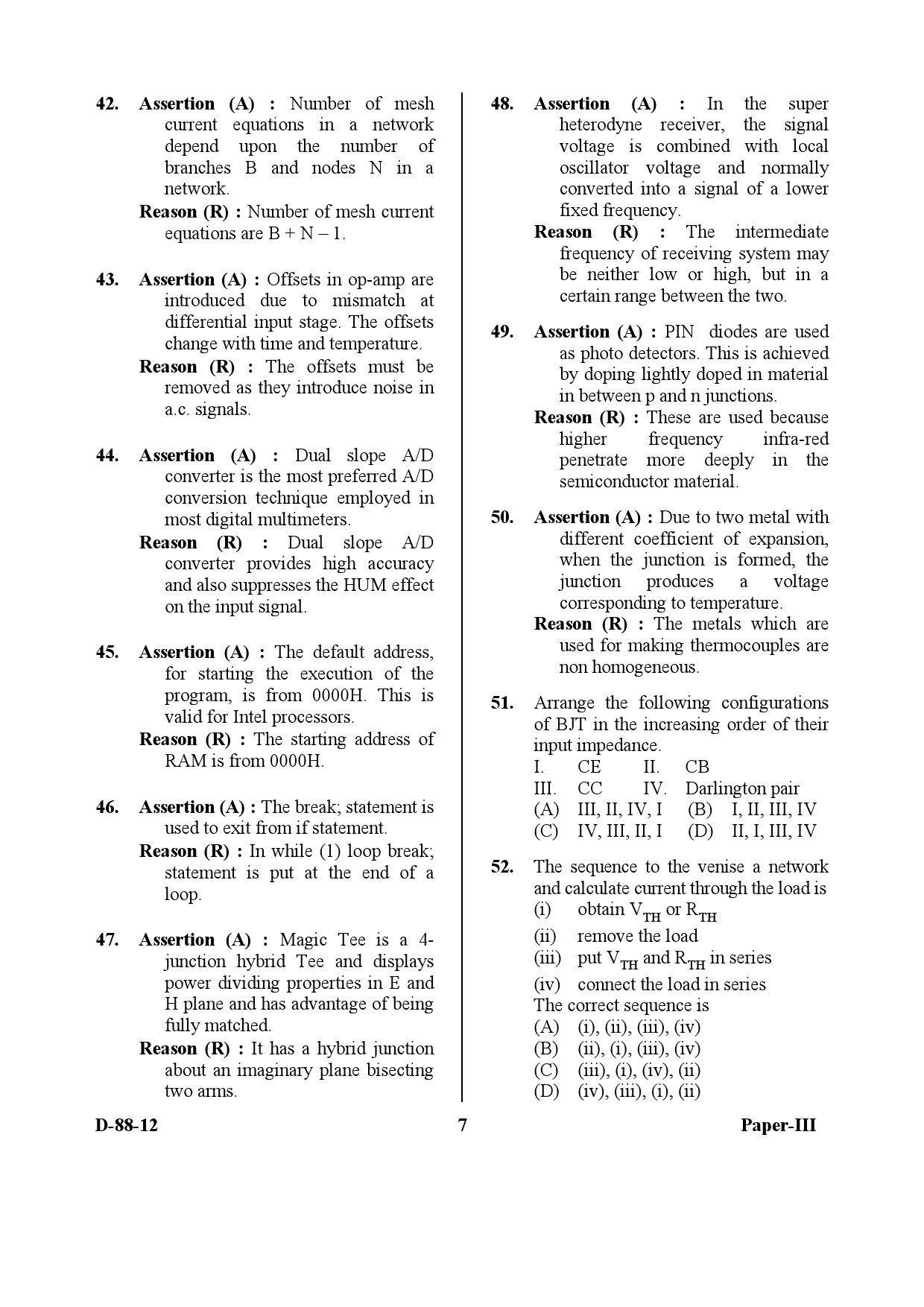 UGC NET Electronic Science Question Paper III December 2012 7