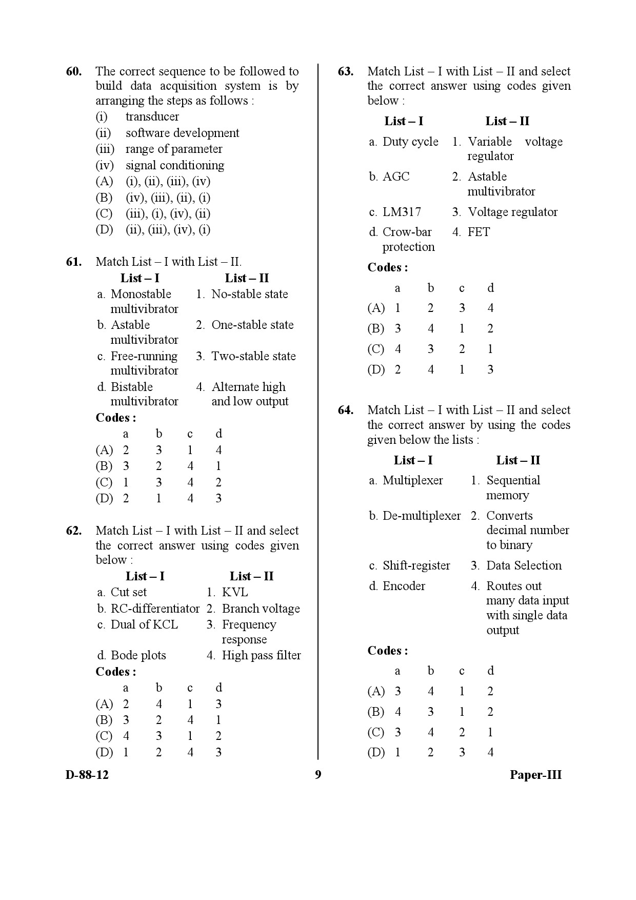 UGC NET Electronic Science Question Paper III December 2012 9