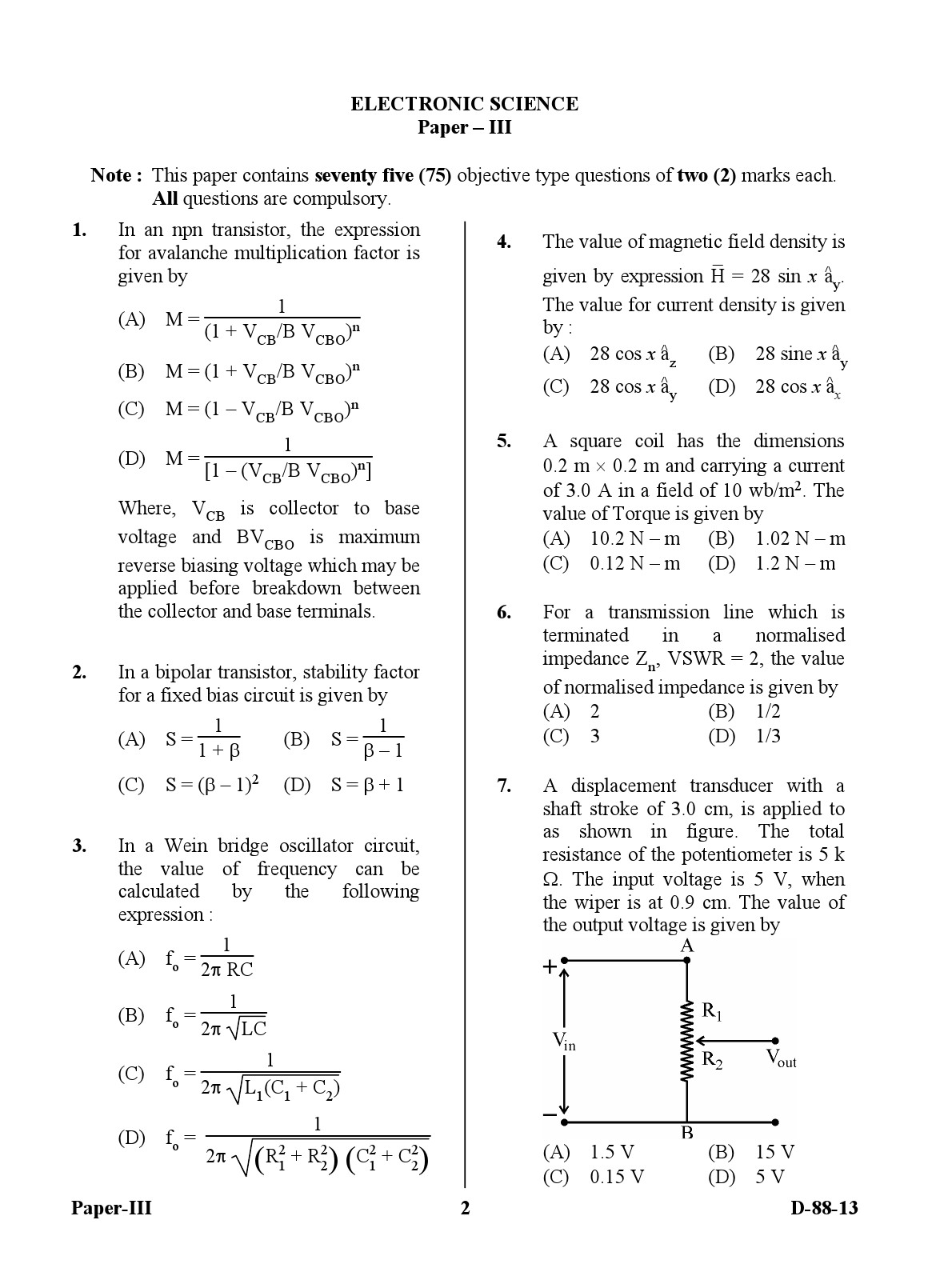 UGC NET Electronic Science Question Paper III December 2013 2