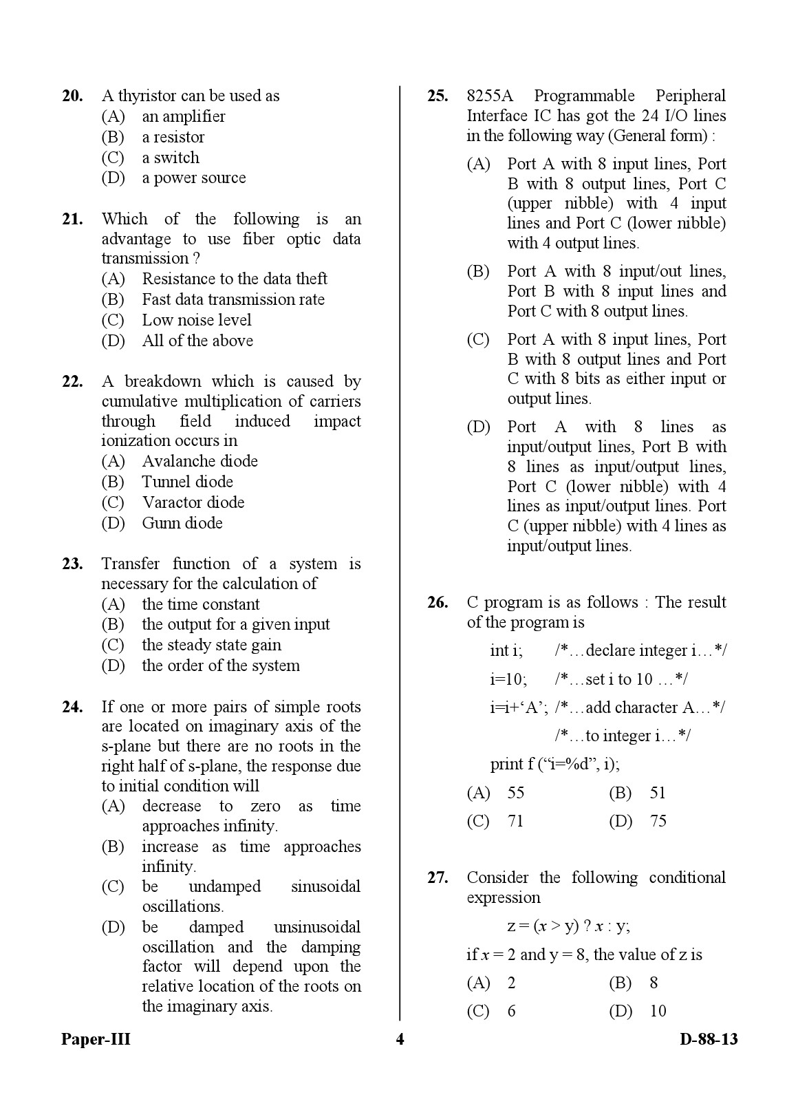 UGC NET Electronic Science Question Paper III December 2013 4