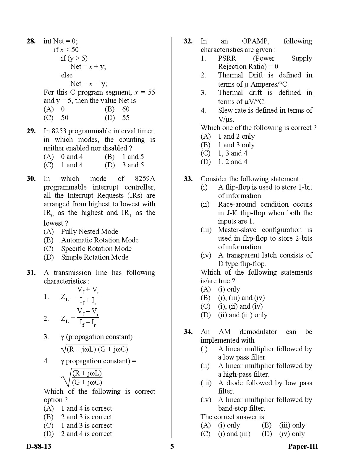 UGC NET Electronic Science Question Paper III December 2013 5