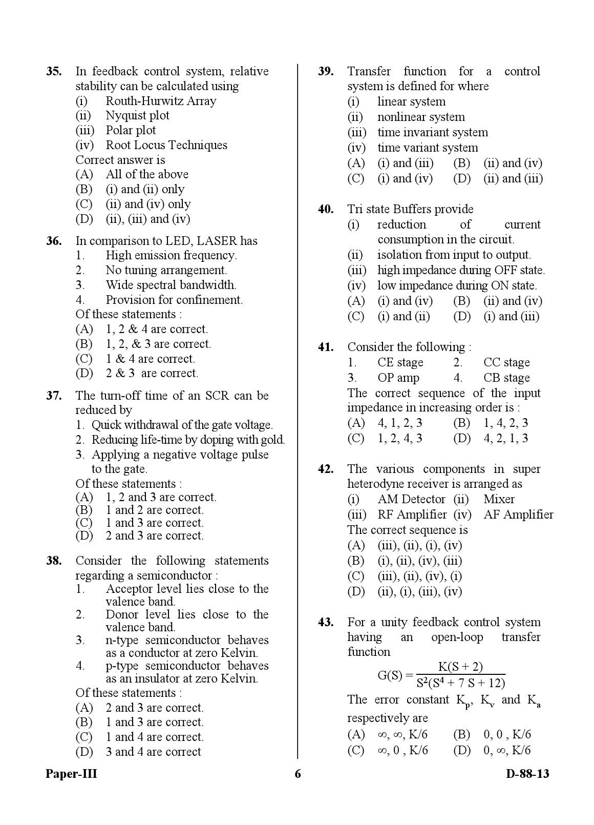 UGC NET Electronic Science Question Paper III December 2013 6