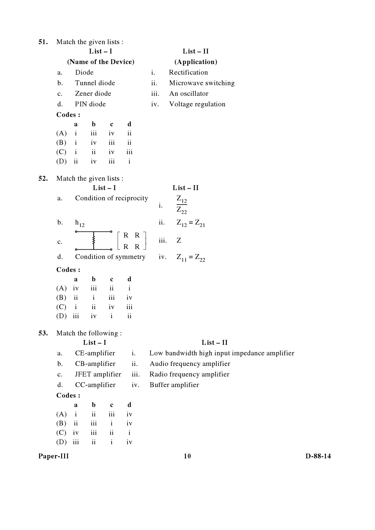 UGC NET Electronic Science Question Paper III December 2014 10