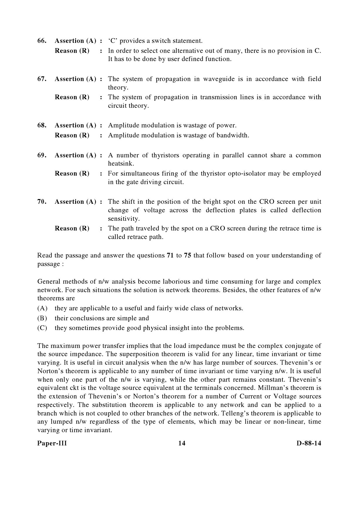 UGC NET Electronic Science Question Paper III December 2014 14