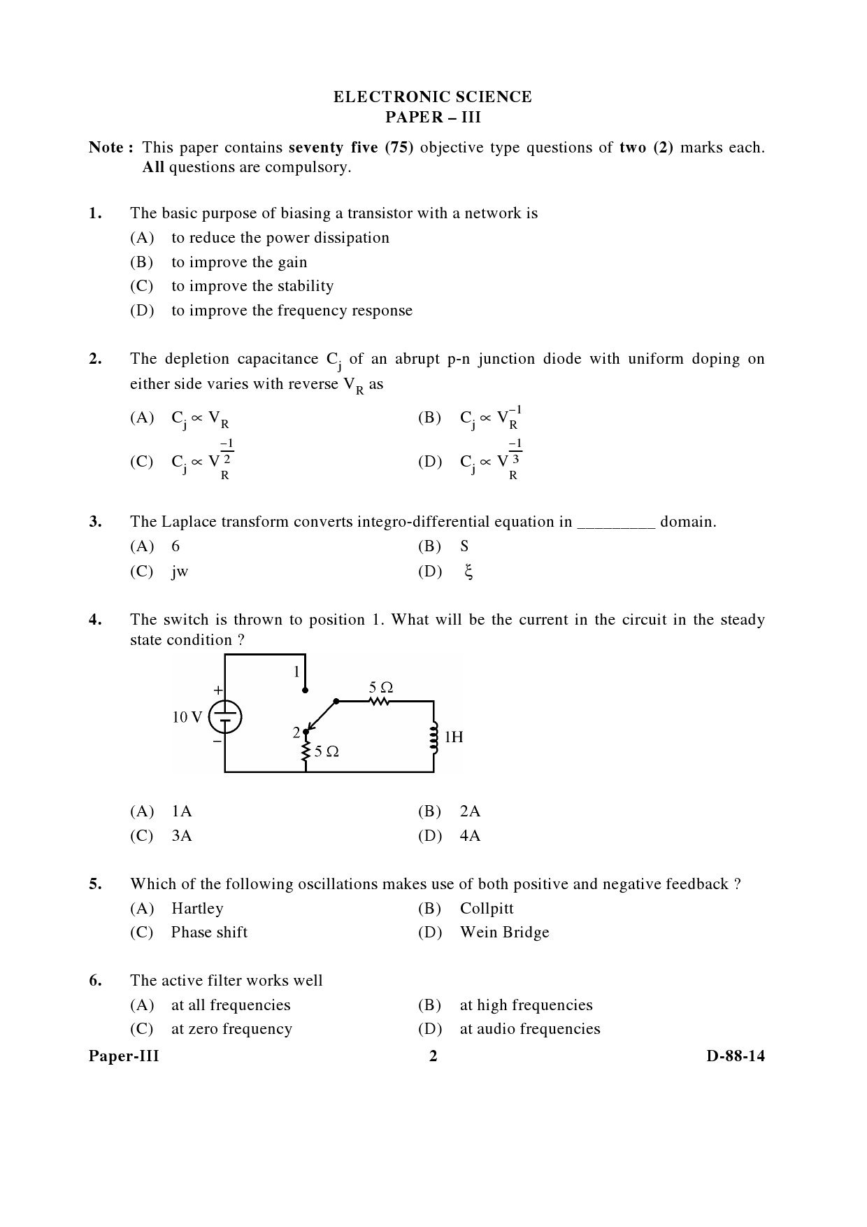 UGC NET Electronic Science Question Paper III December 2014 2