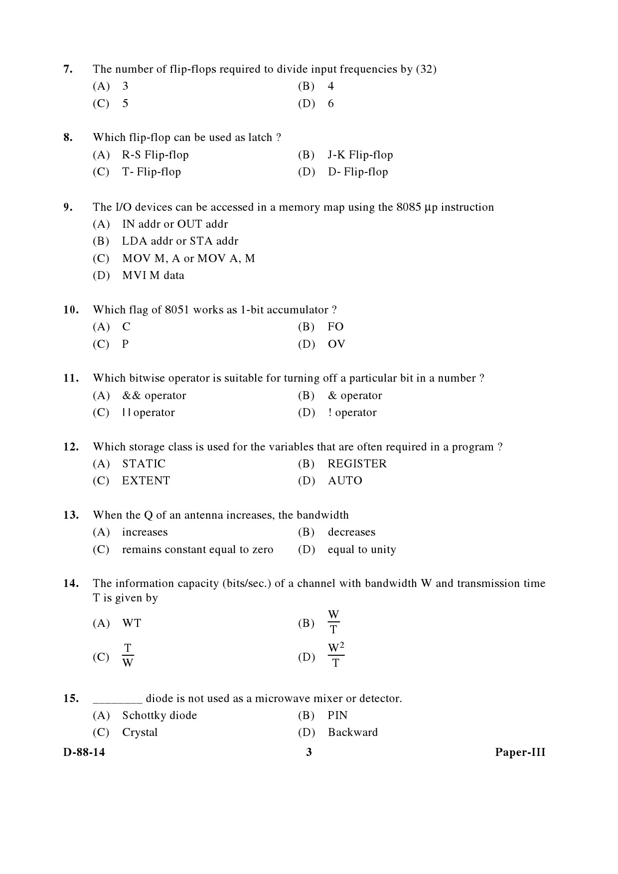 UGC NET Electronic Science Question Paper III December 2014 3