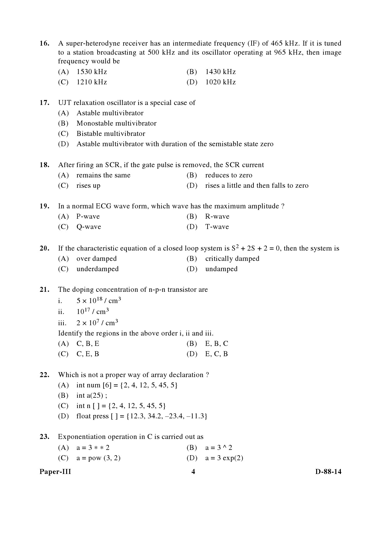 UGC NET Electronic Science Question Paper III December 2014 4