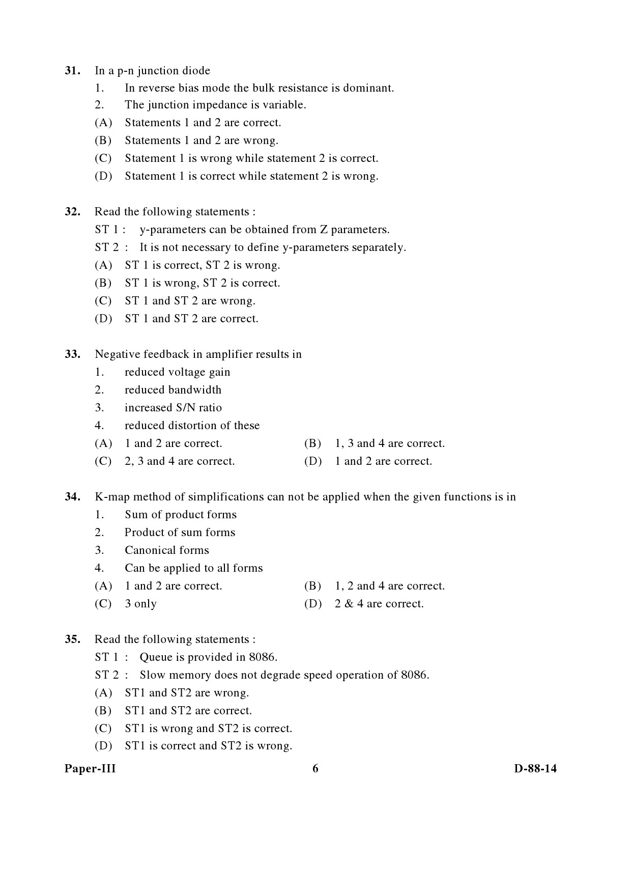 UGC NET Electronic Science Question Paper III December 2014 6