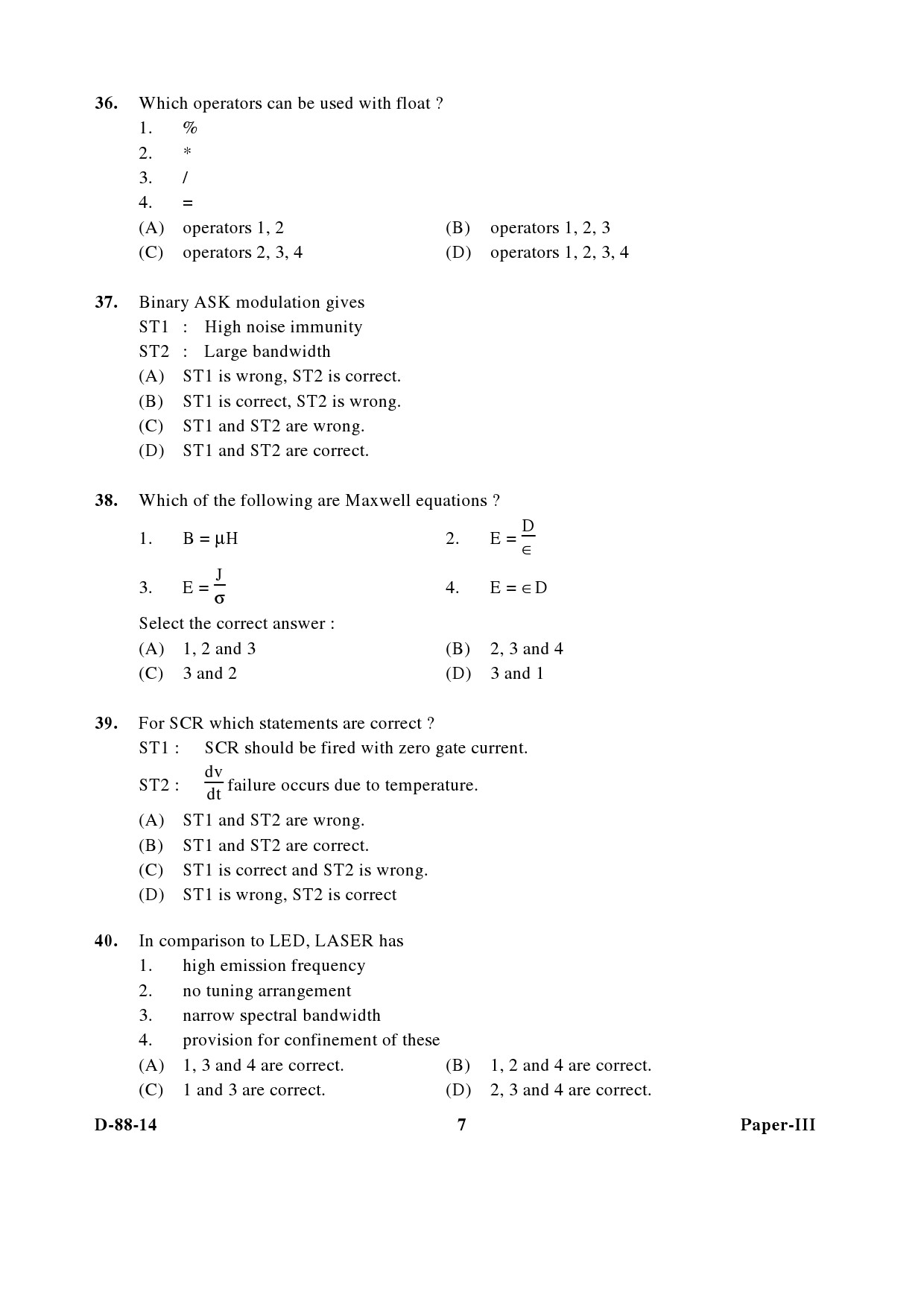 UGC NET Electronic Science Question Paper III December 2014 7