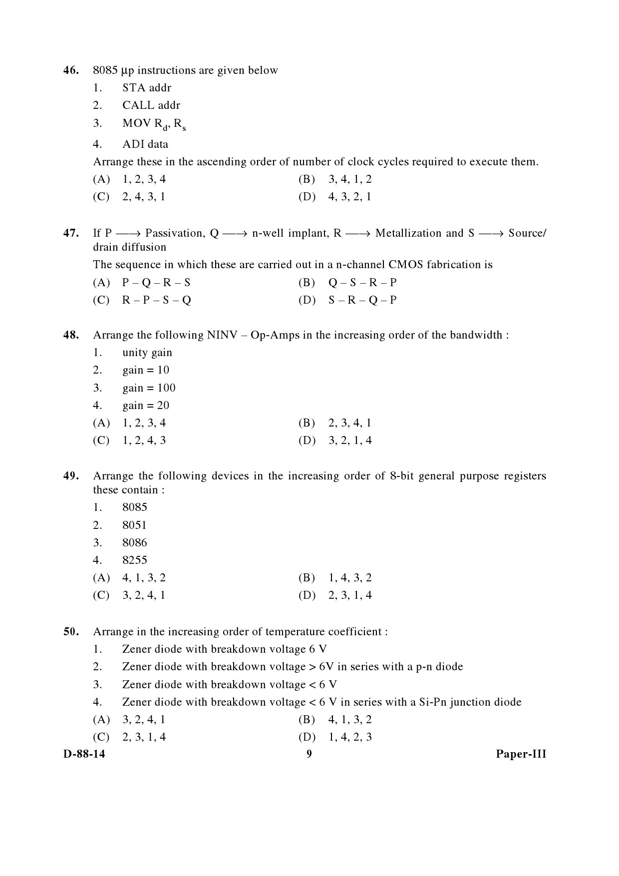 UGC NET Electronic Science Question Paper III December 2014 9