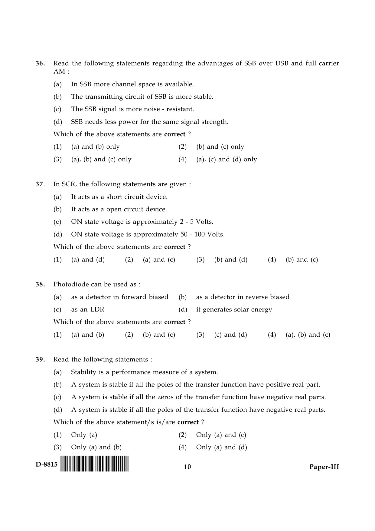 UGC NET Electronic Science Question Paper III December 2015 10