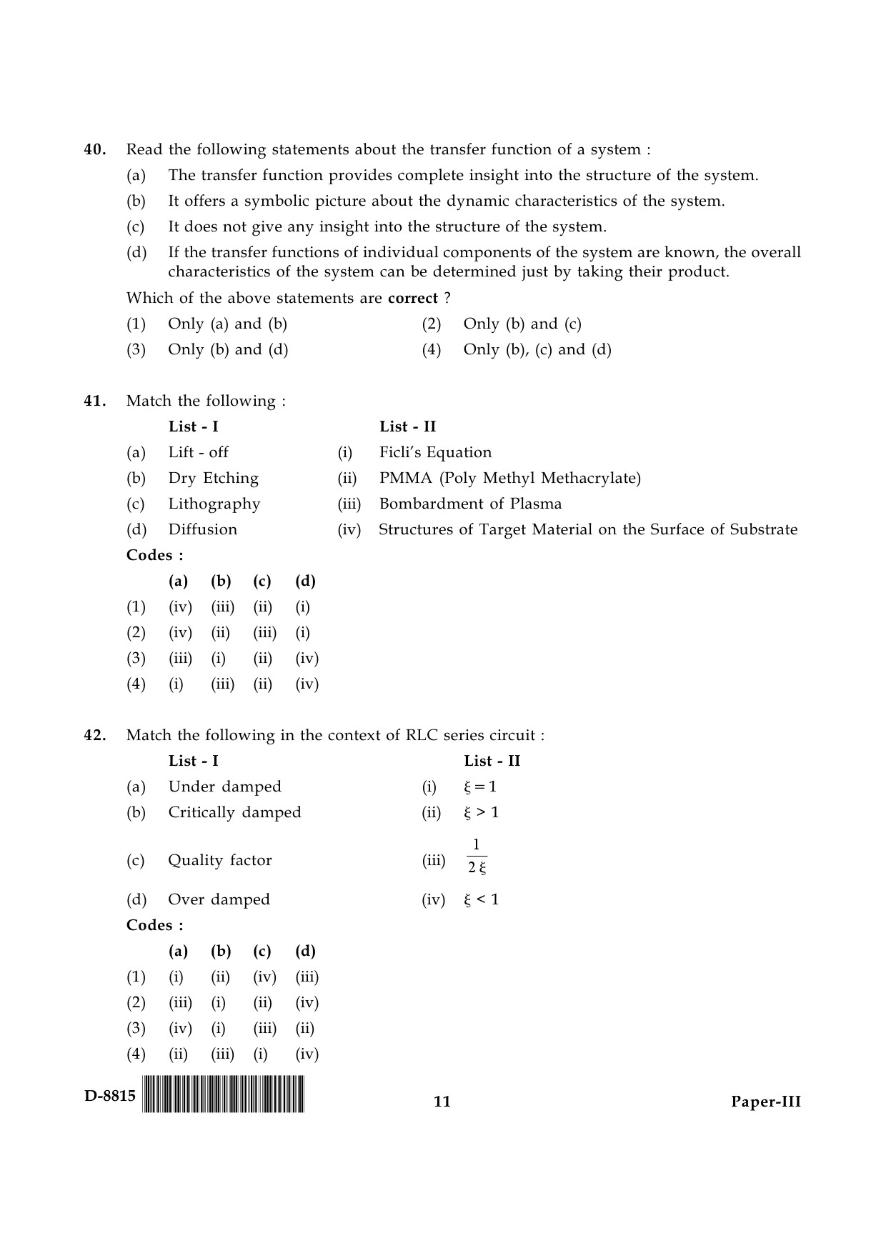 UGC NET Electronic Science Question Paper III December 2015 11