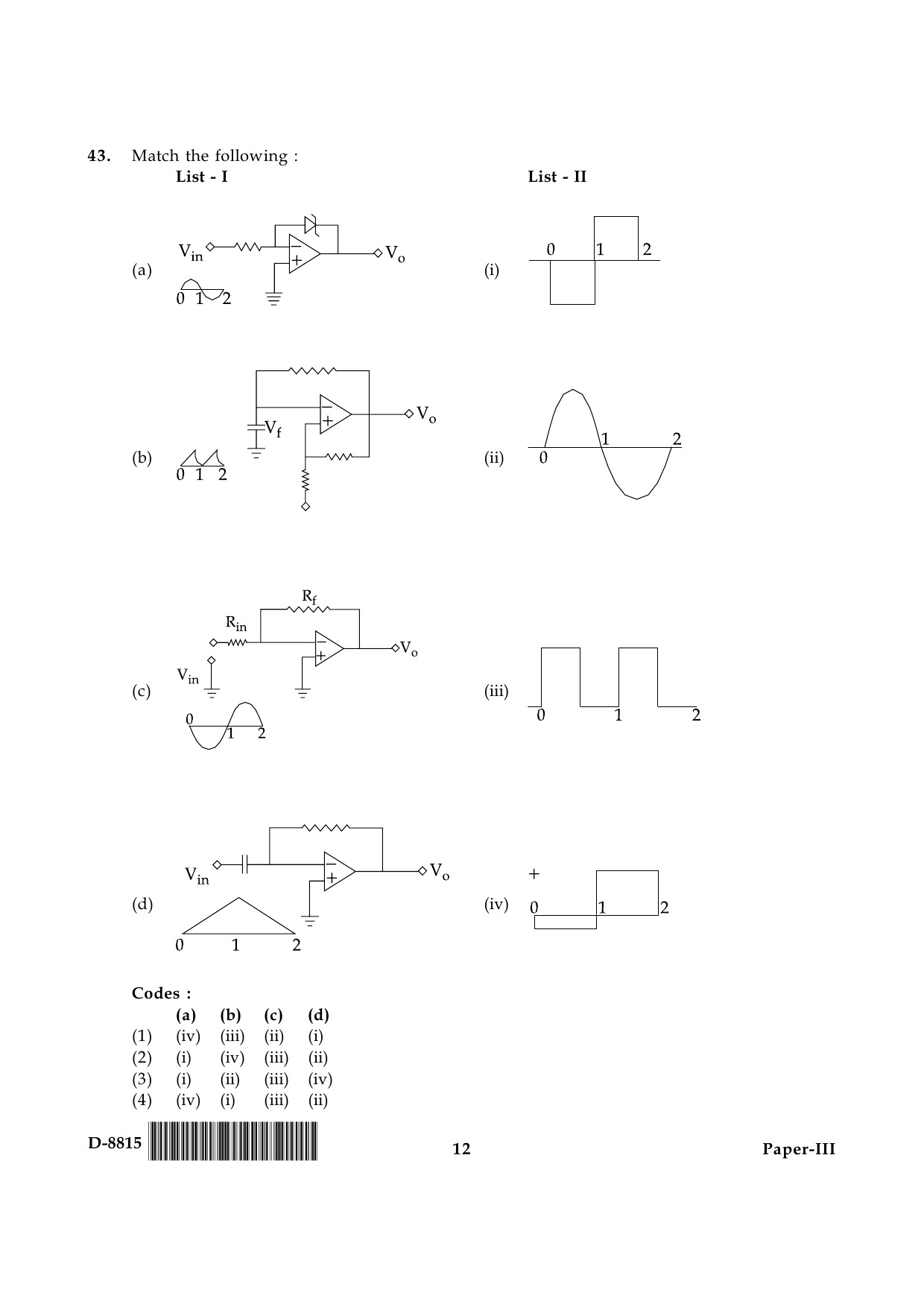 UGC NET Electronic Science Question Paper III December 2015 12