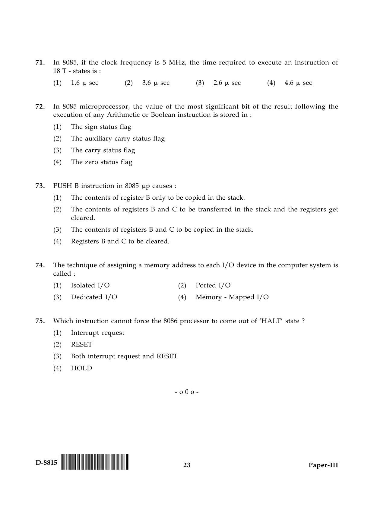 UGC NET Electronic Science Question Paper III December 2015 23