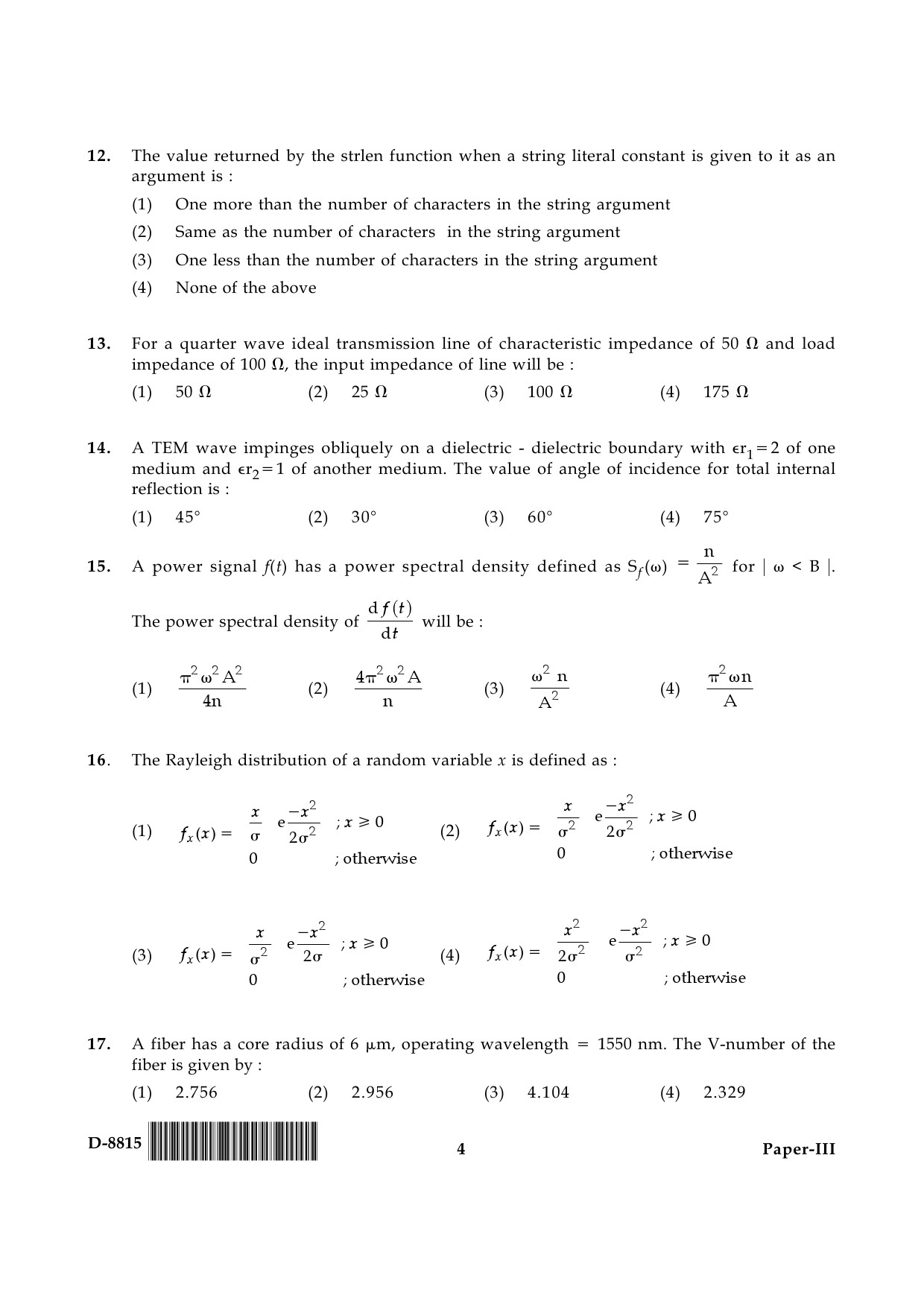 UGC NET Electronic Science Question Paper III December 2015 4