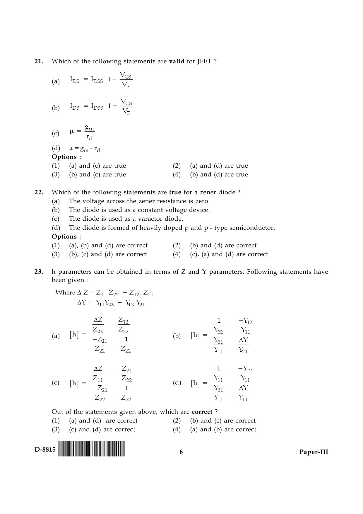 UGC NET Electronic Science Question Paper III December 2015 6