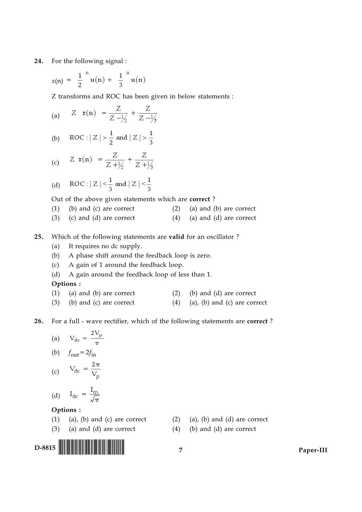 UGC NET Electronic Science Question Paper III December 2015 7