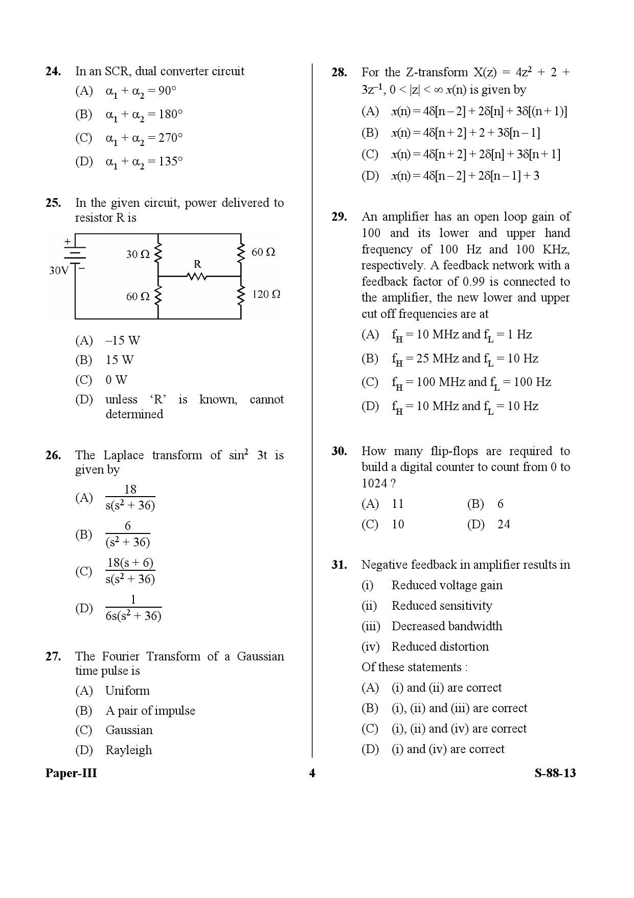 UGC NET Electronic Science Question Paper III Exam September 2013 4