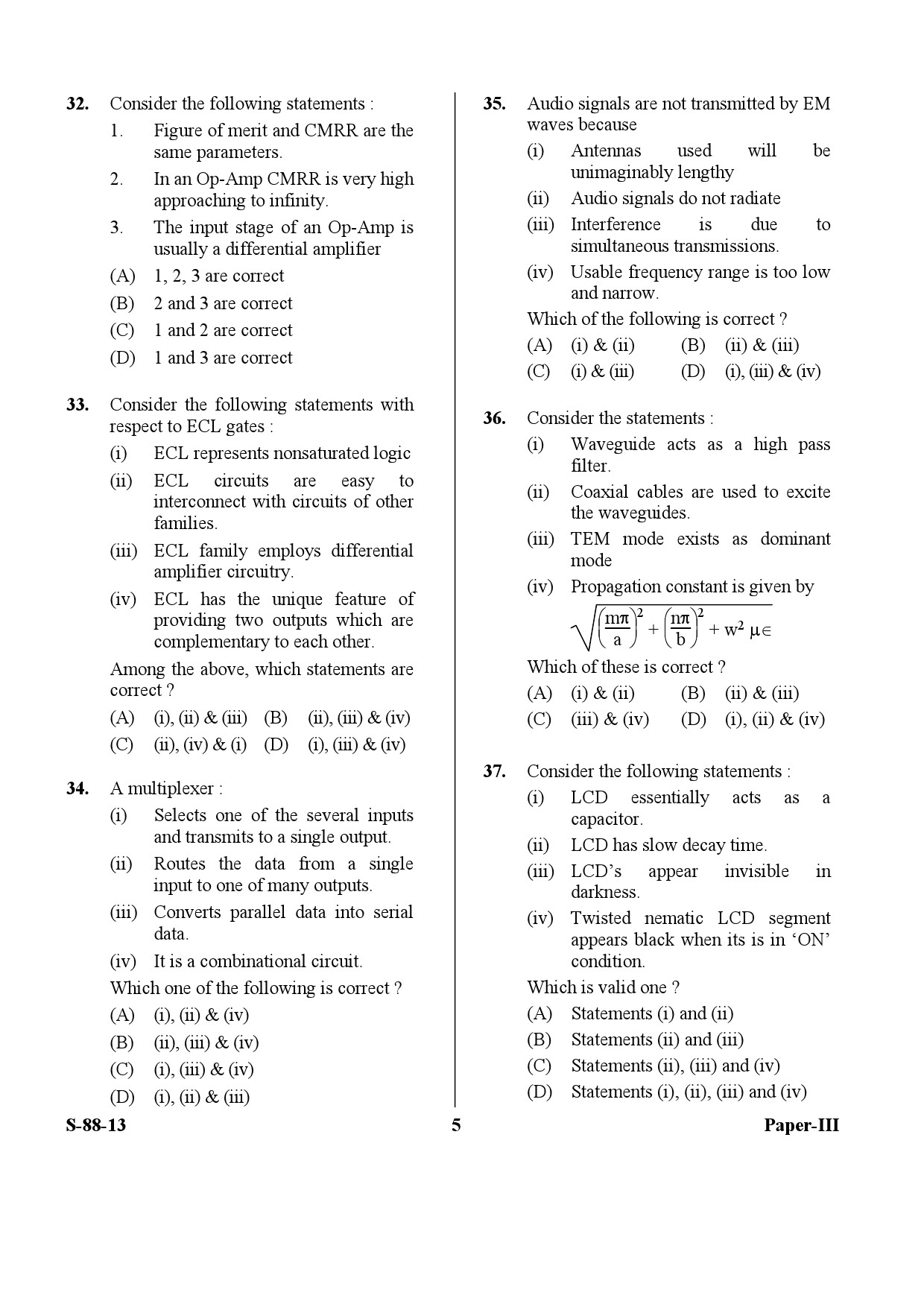 UGC NET Electronic Science Question Paper III Exam September 2013 5