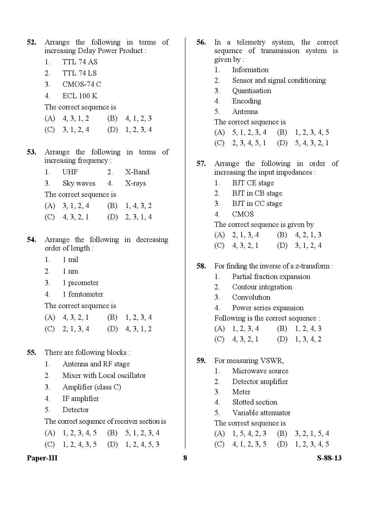 UGC NET Electronic Science Question Paper III Exam September 2013 8