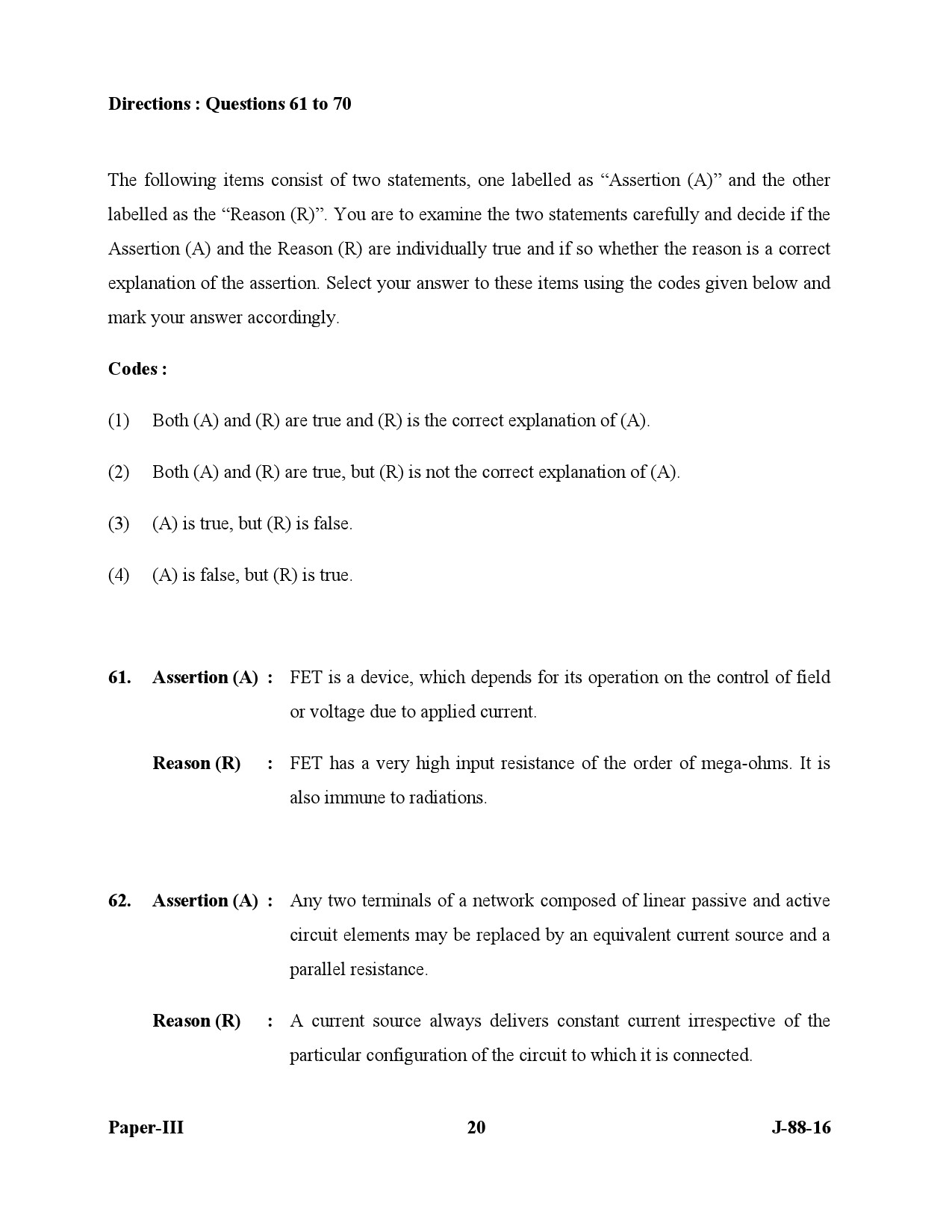 UGC NET Electronic Science Question Paper III July 2016 20