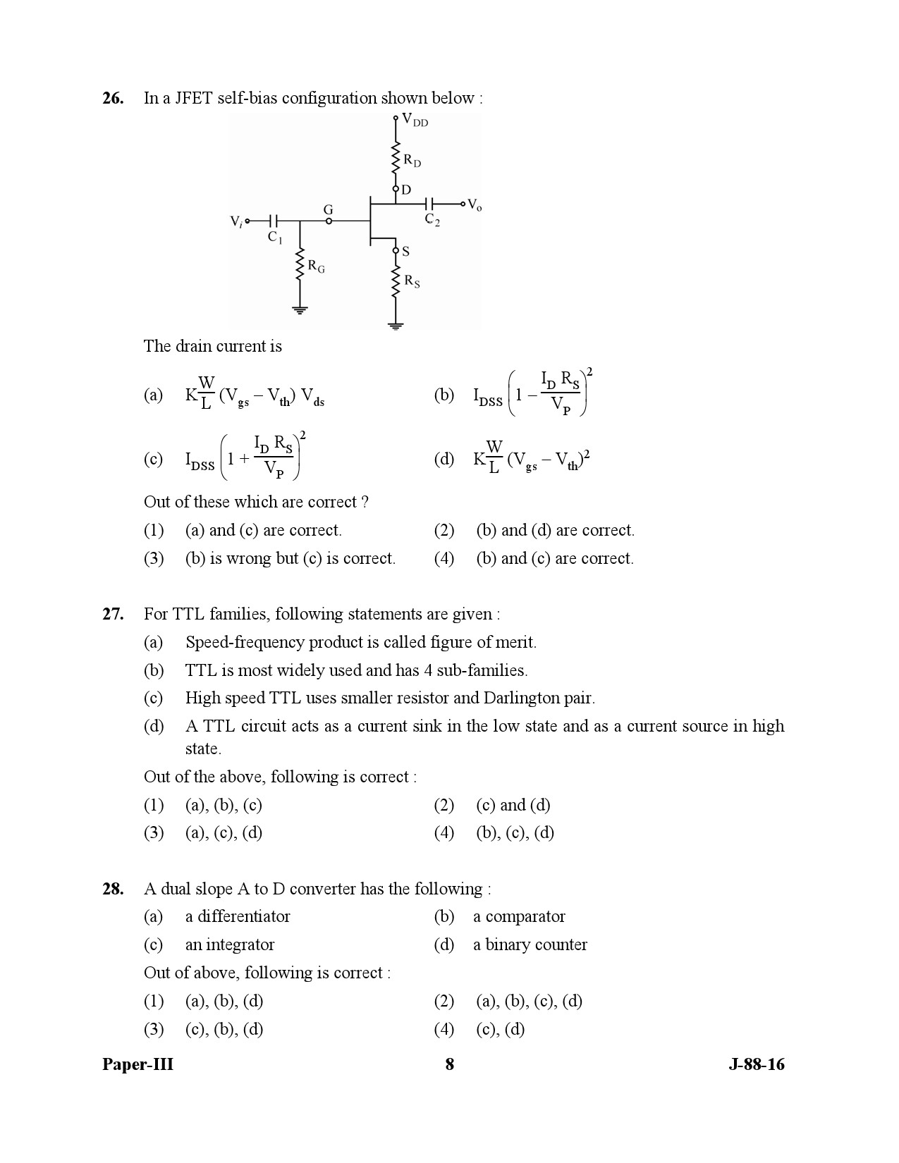 UGC NET Electronic Science Question Paper III July 2016 8