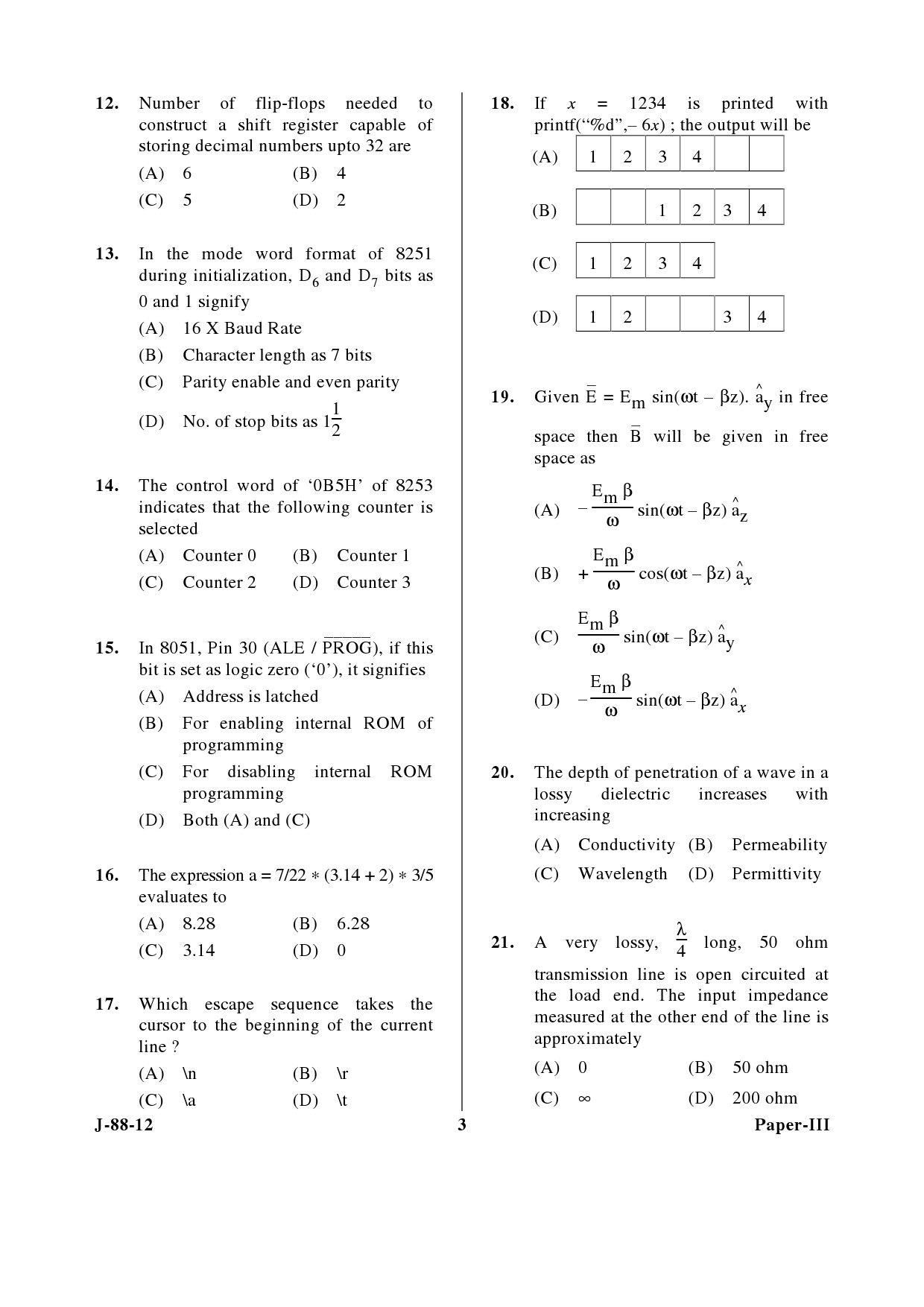 UGC NET Electronic Science Question Paper III June 2012 3