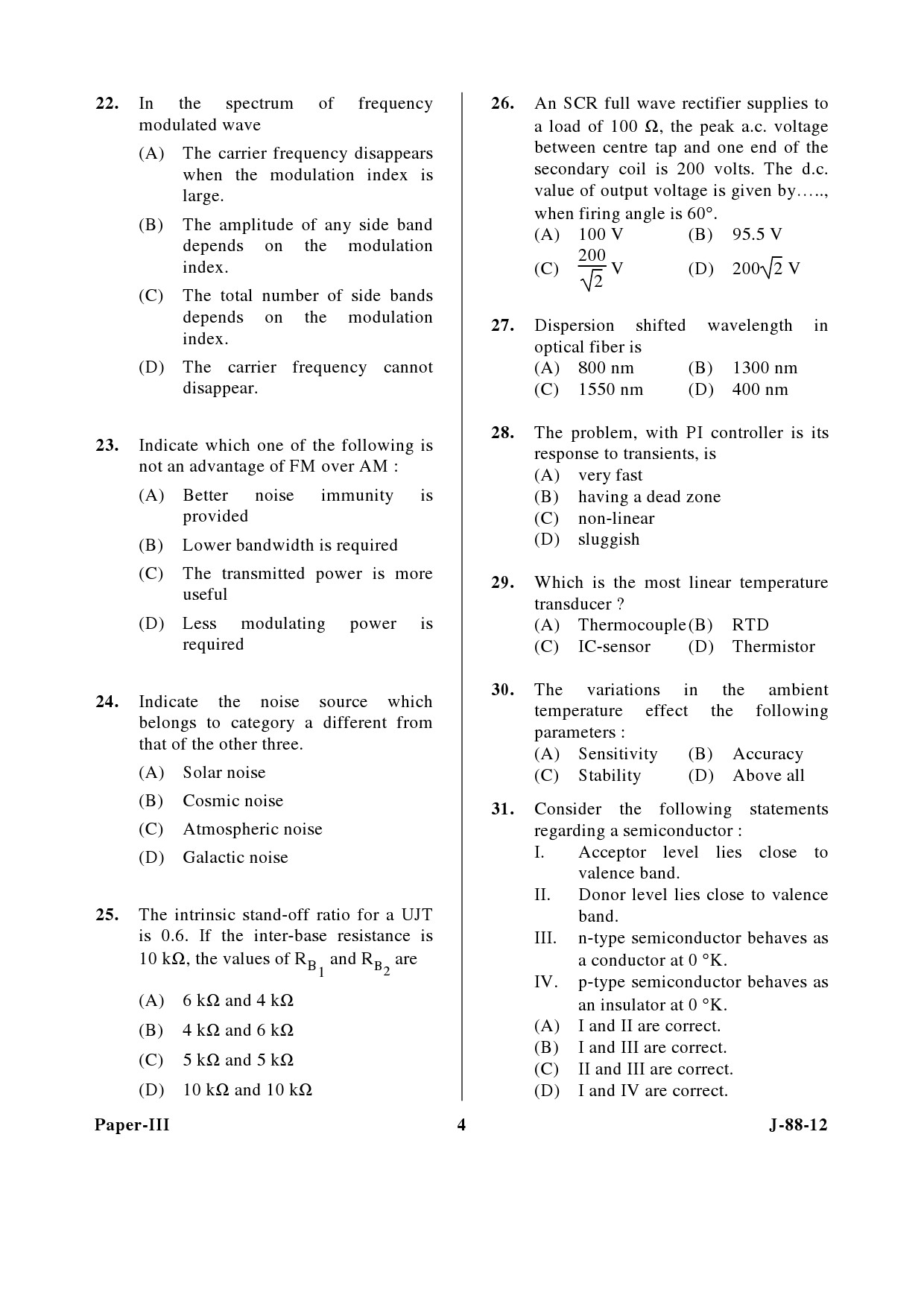 UGC NET Electronic Science Question Paper III June 2012 4