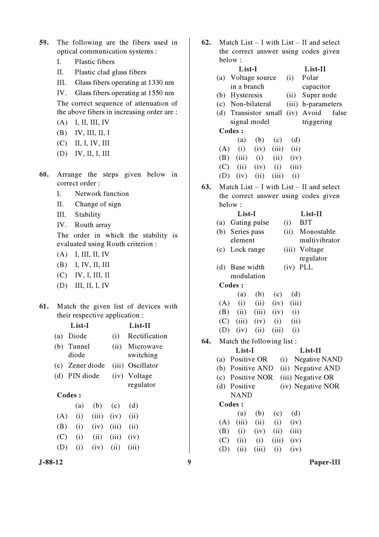 UGC NET Electronic Science Question Paper III June 2012 9