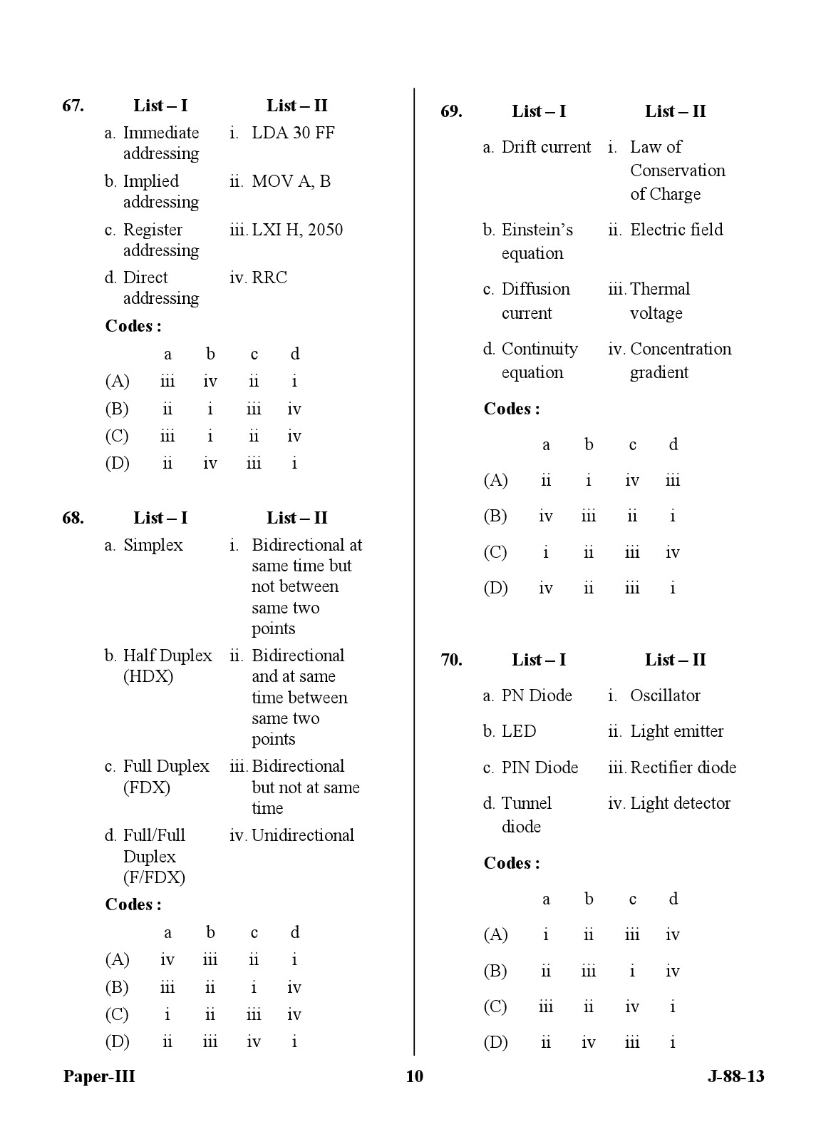 UGC NET Electronic Science Question Paper III June 2013 10