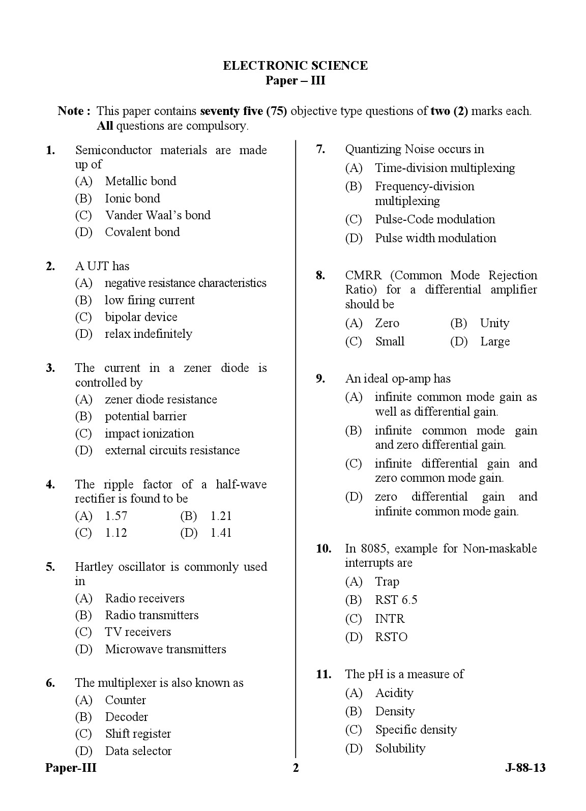 UGC NET Electronic Science Question Paper III June 2013 2