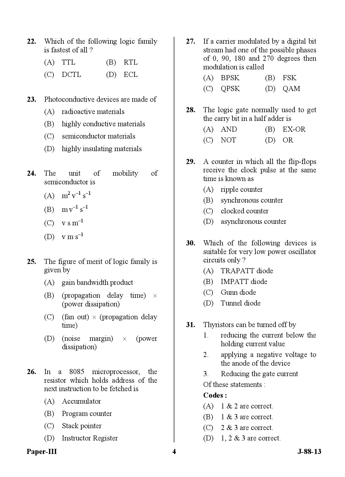 UGC NET Electronic Science Question Paper III June 2013 4