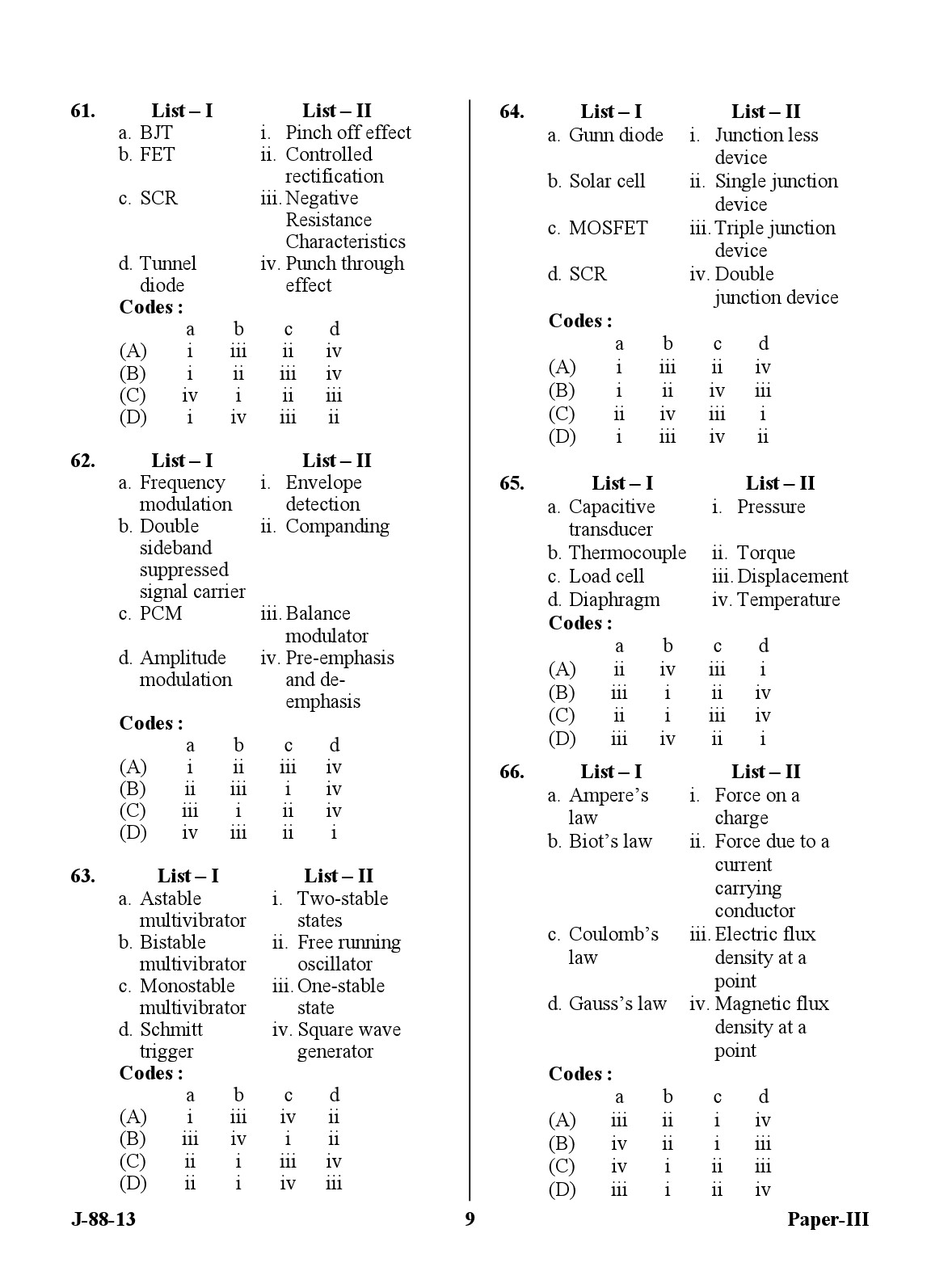 UGC NET Electronic Science Question Paper III June 2013 9