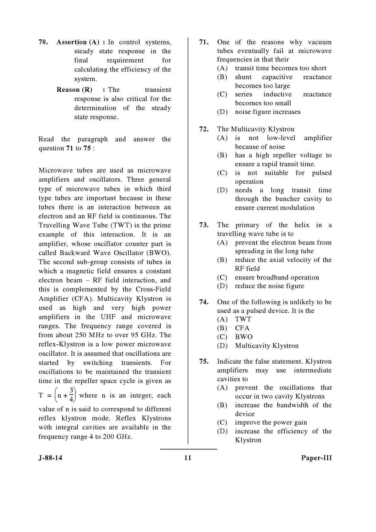 UGC NET Electronic Science Question Paper III June 2014 11