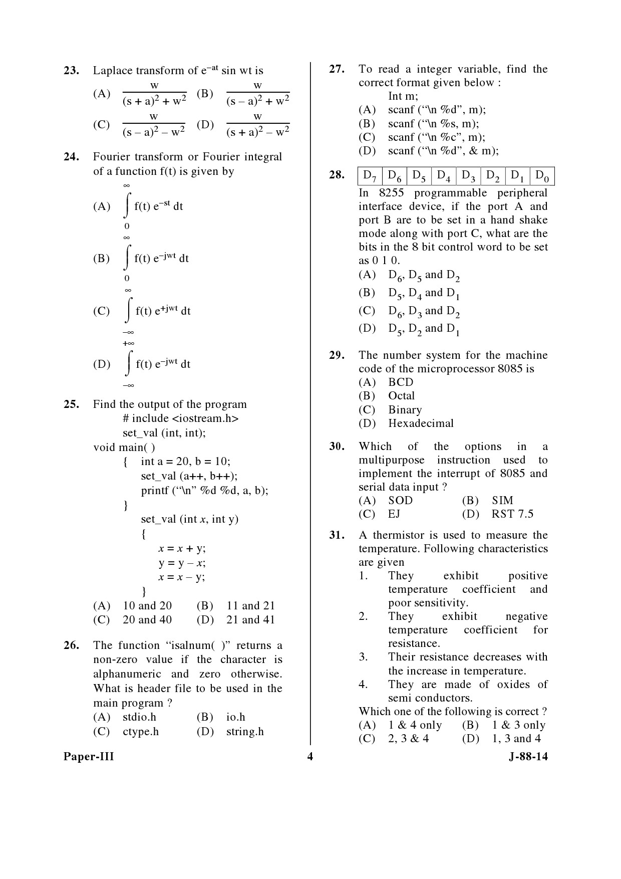 UGC NET Electronic Science Question Paper III June 2014 4