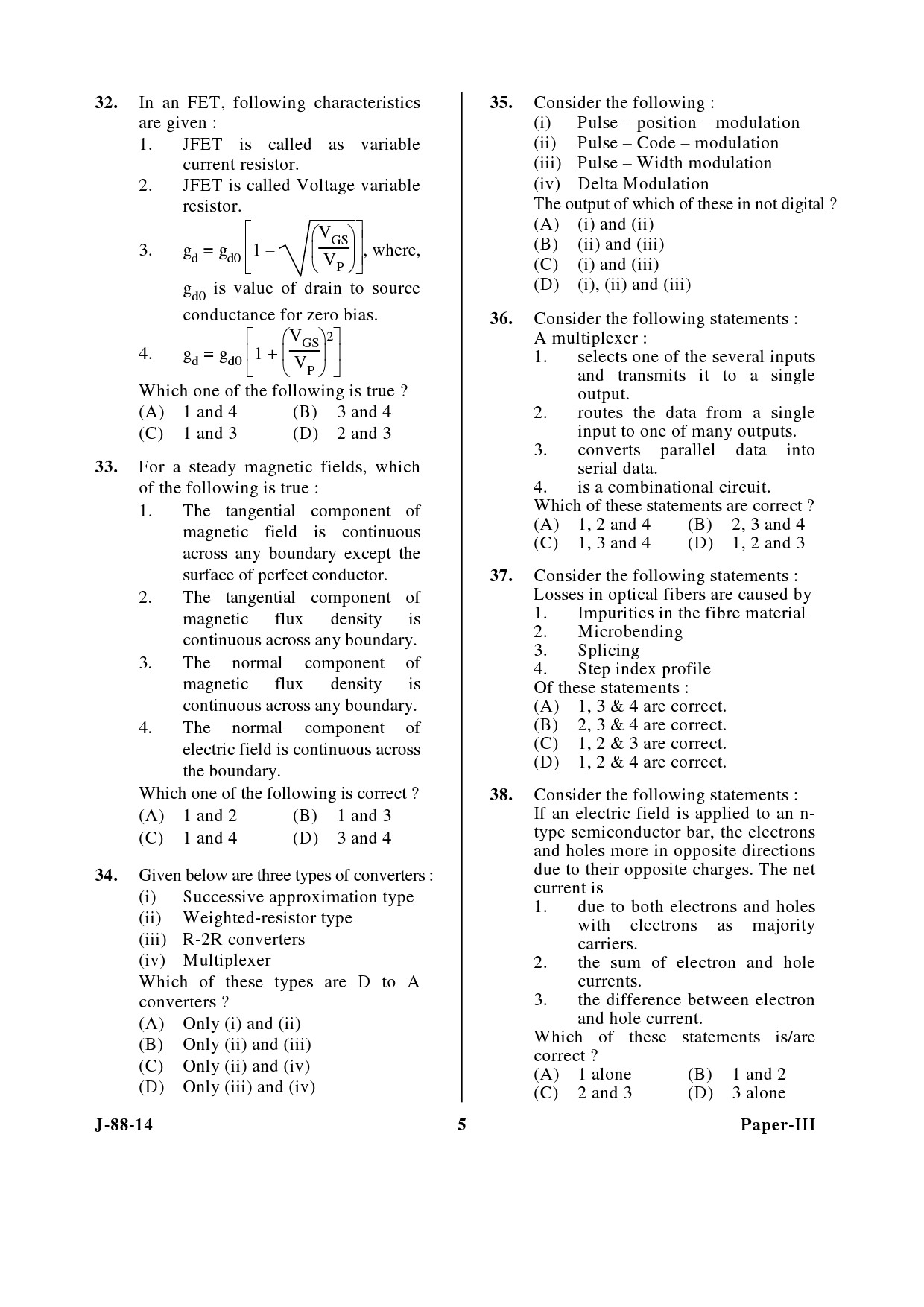 UGC NET Electronic Science Question Paper III June 2014 5