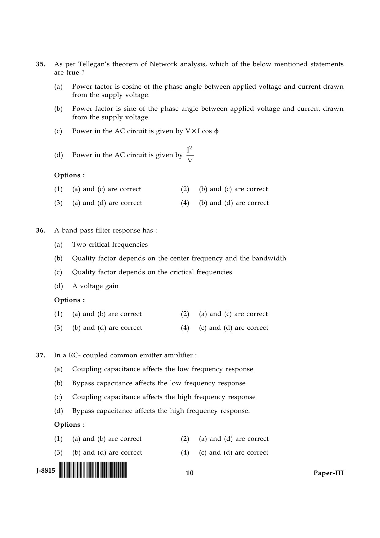 UGC NET Electronic Science Question Paper III June 2015 10