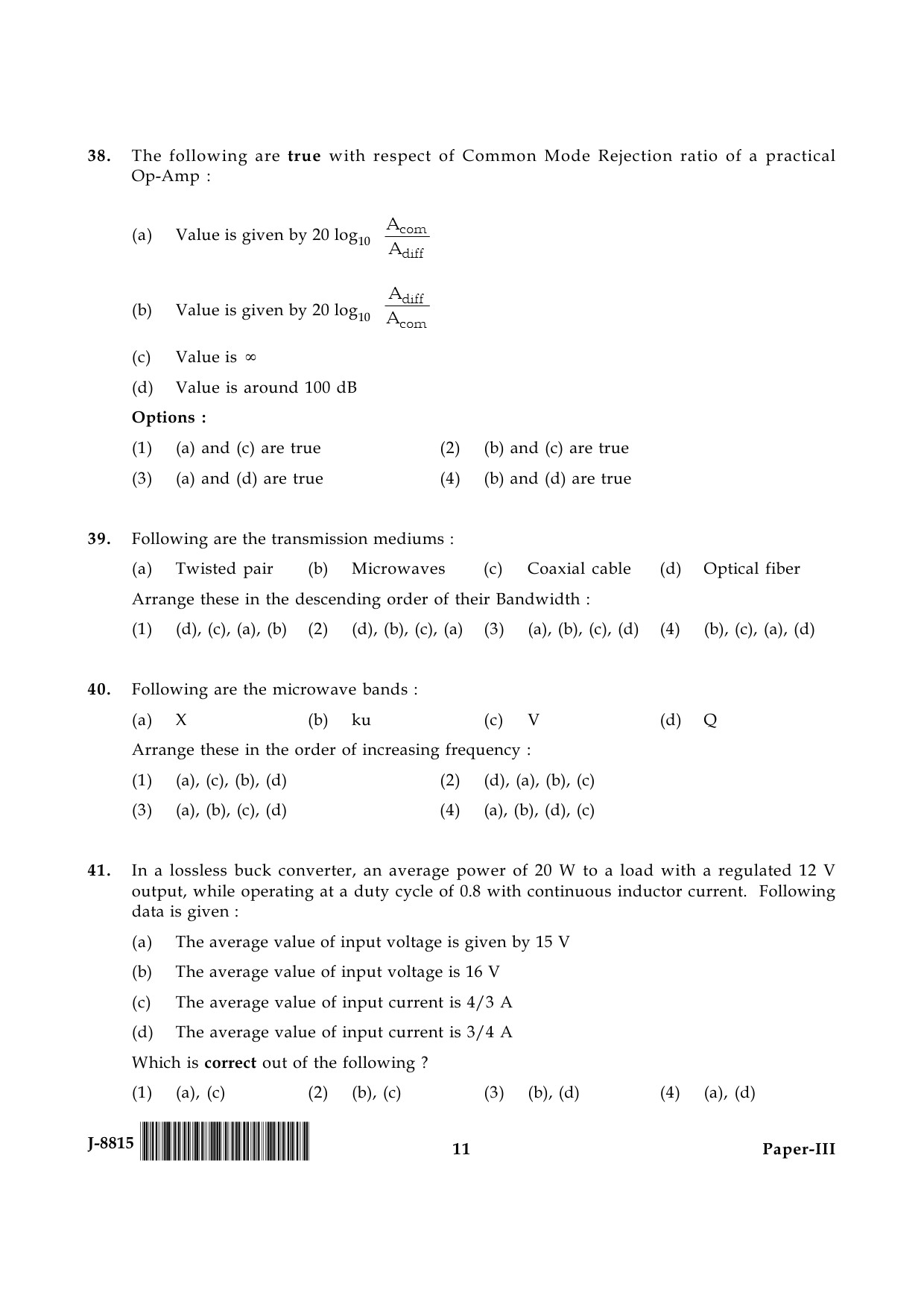 UGC NET Electronic Science Question Paper III June 2015 11