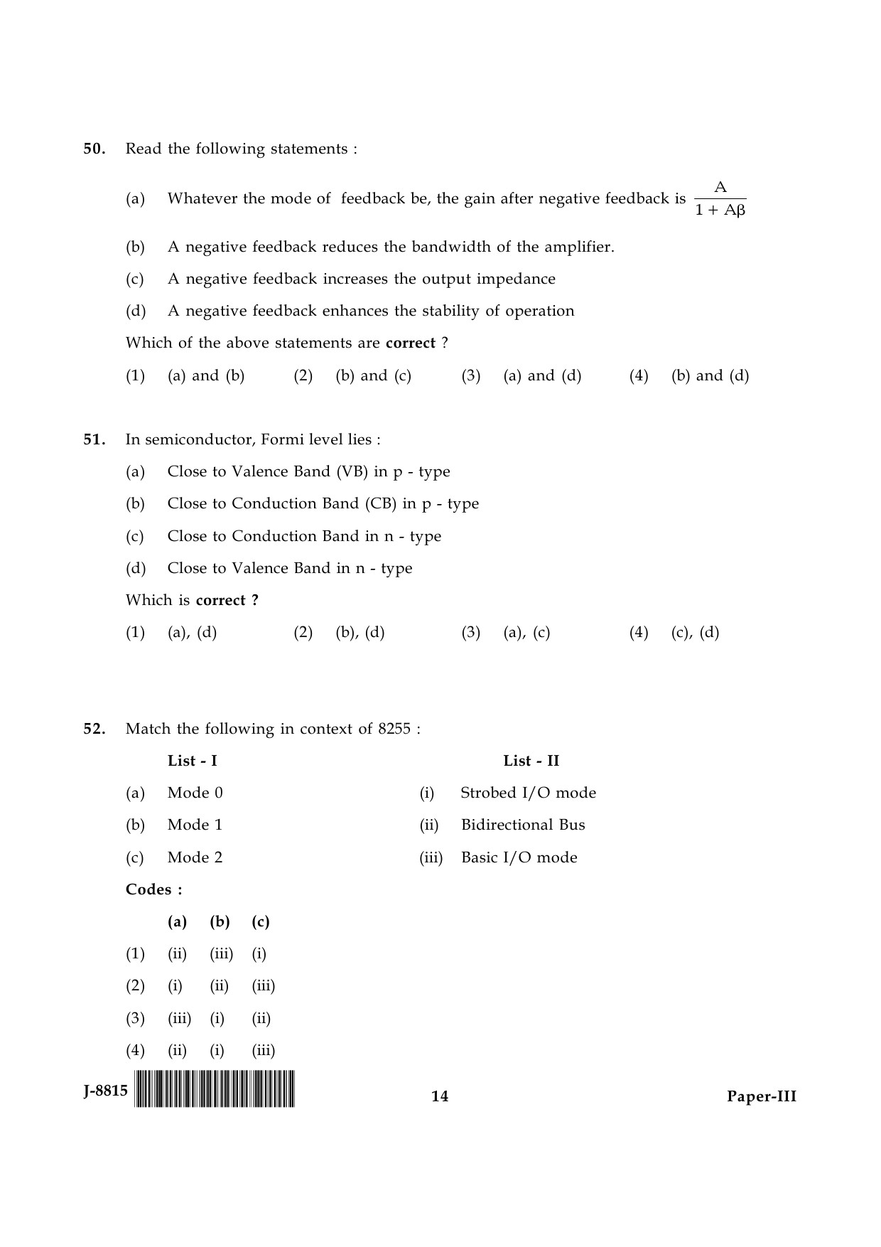 UGC NET Electronic Science Question Paper III June 2015 14