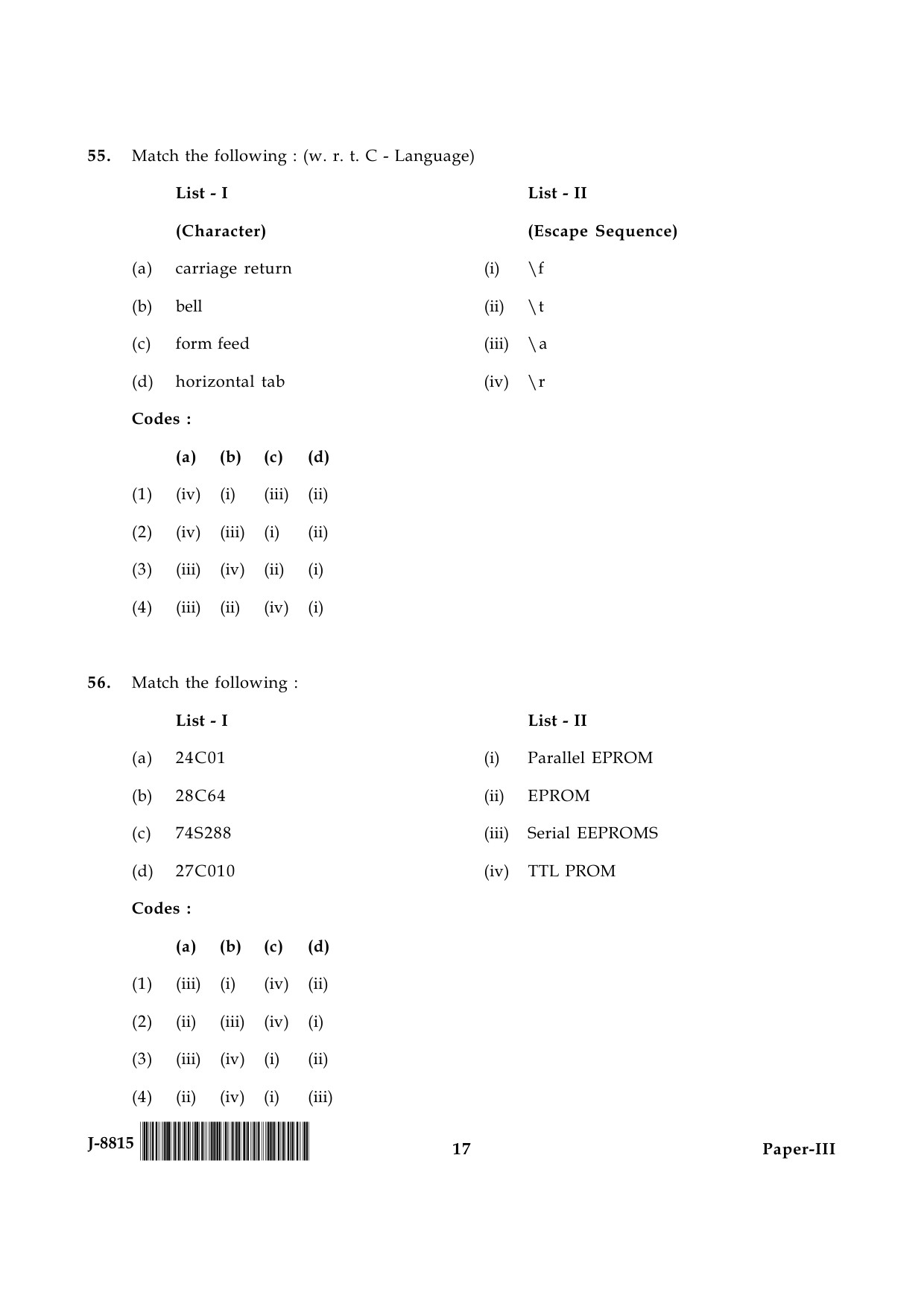 UGC NET Electronic Science Question Paper III June 2015 17