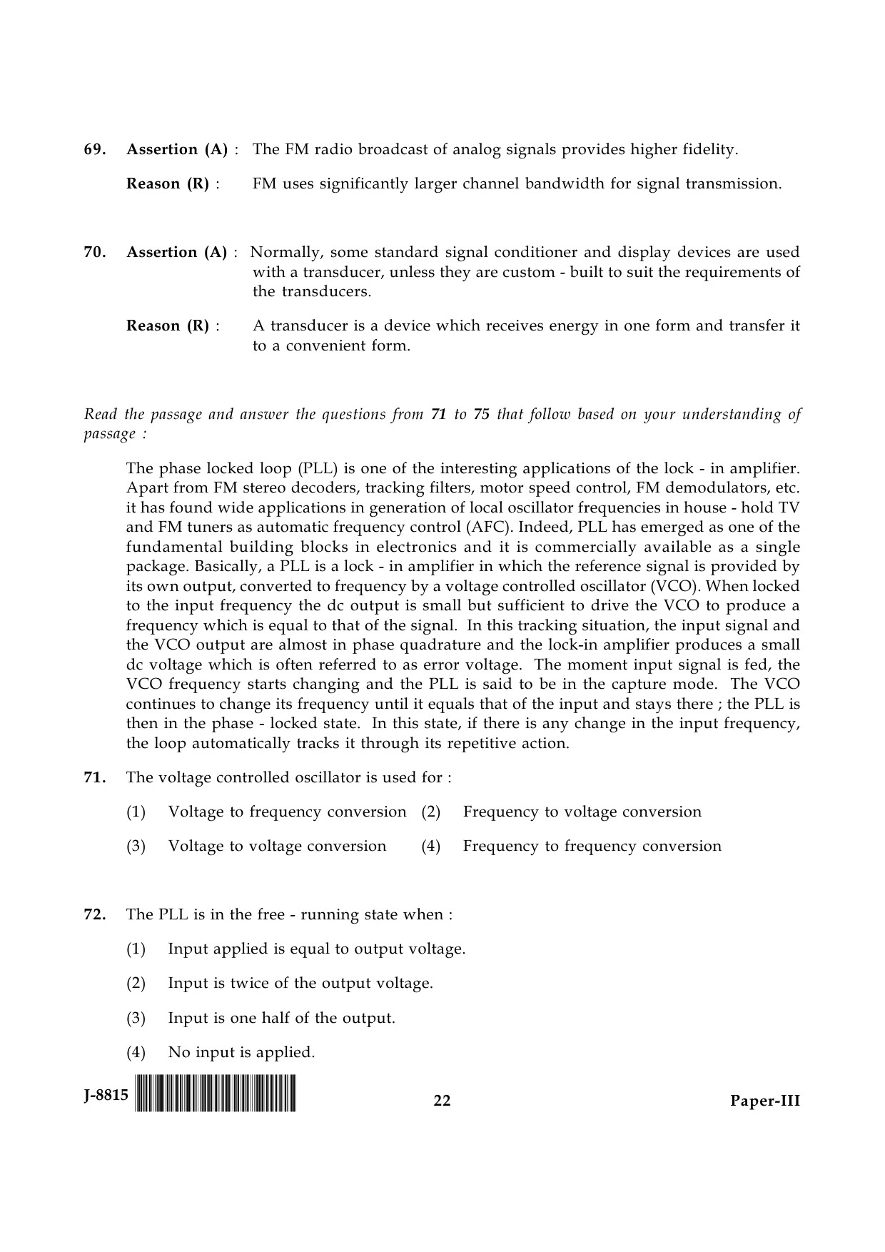 UGC NET Electronic Science Question Paper III June 2015 22