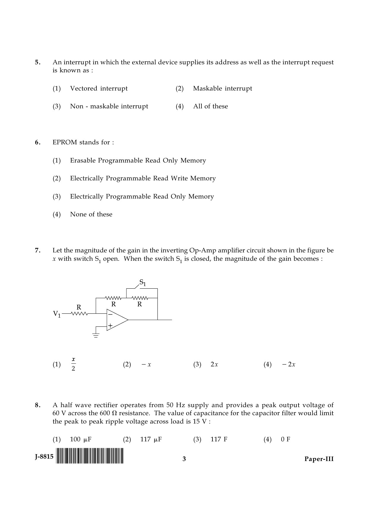 UGC NET Electronic Science Question Paper III June 2015 3