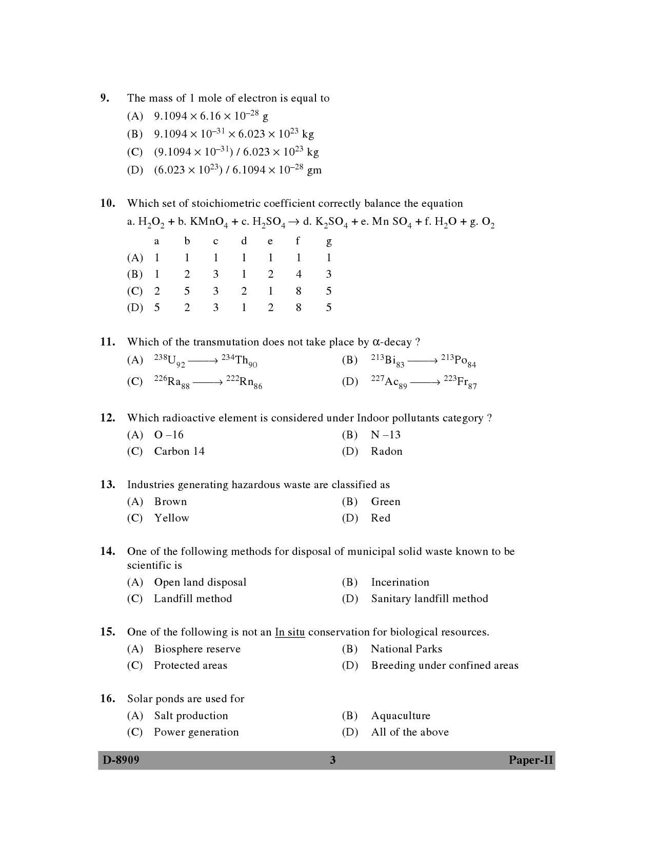 UGC NET Environmental Science Question Paper II December 2009 3