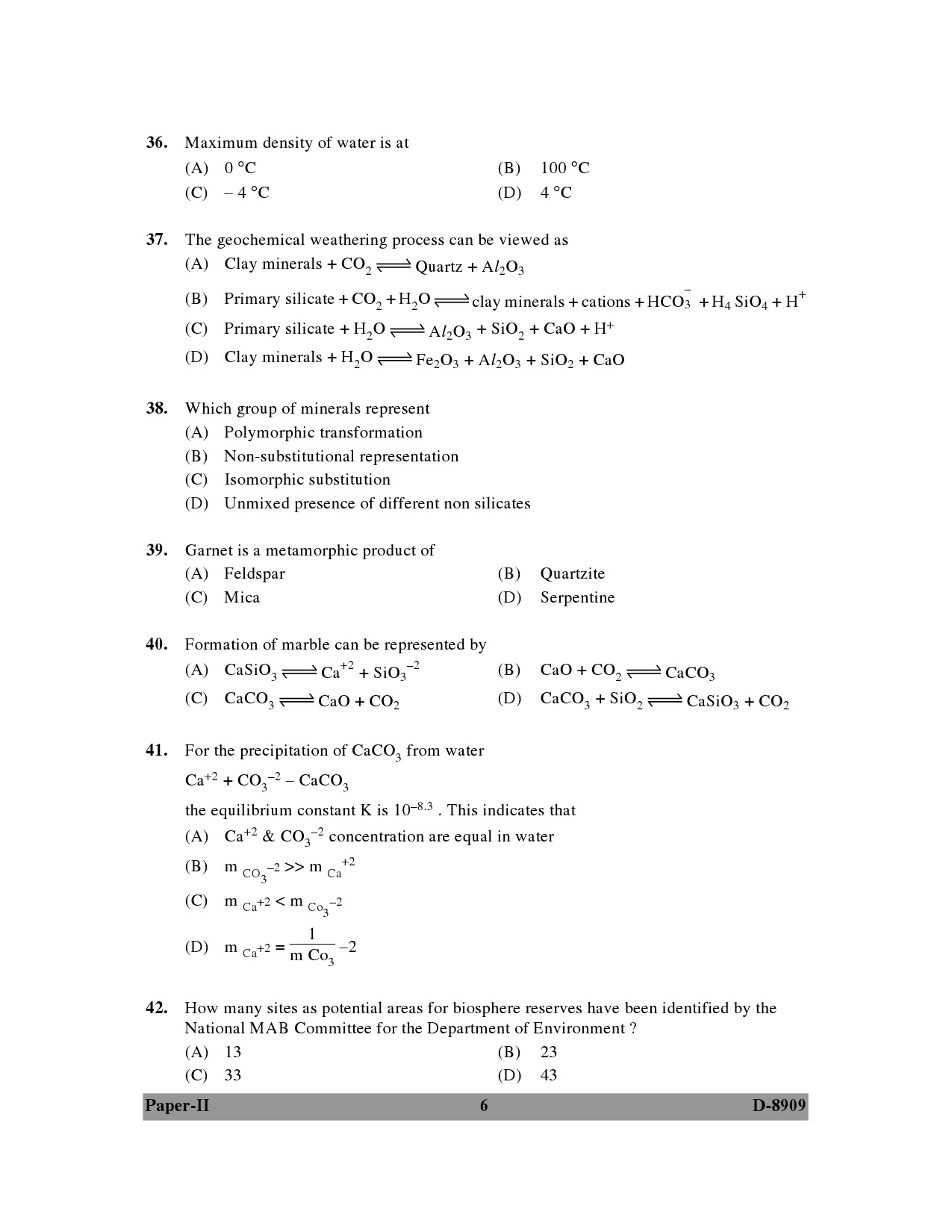 UGC NET Environmental Science Question Paper II December 2009 6