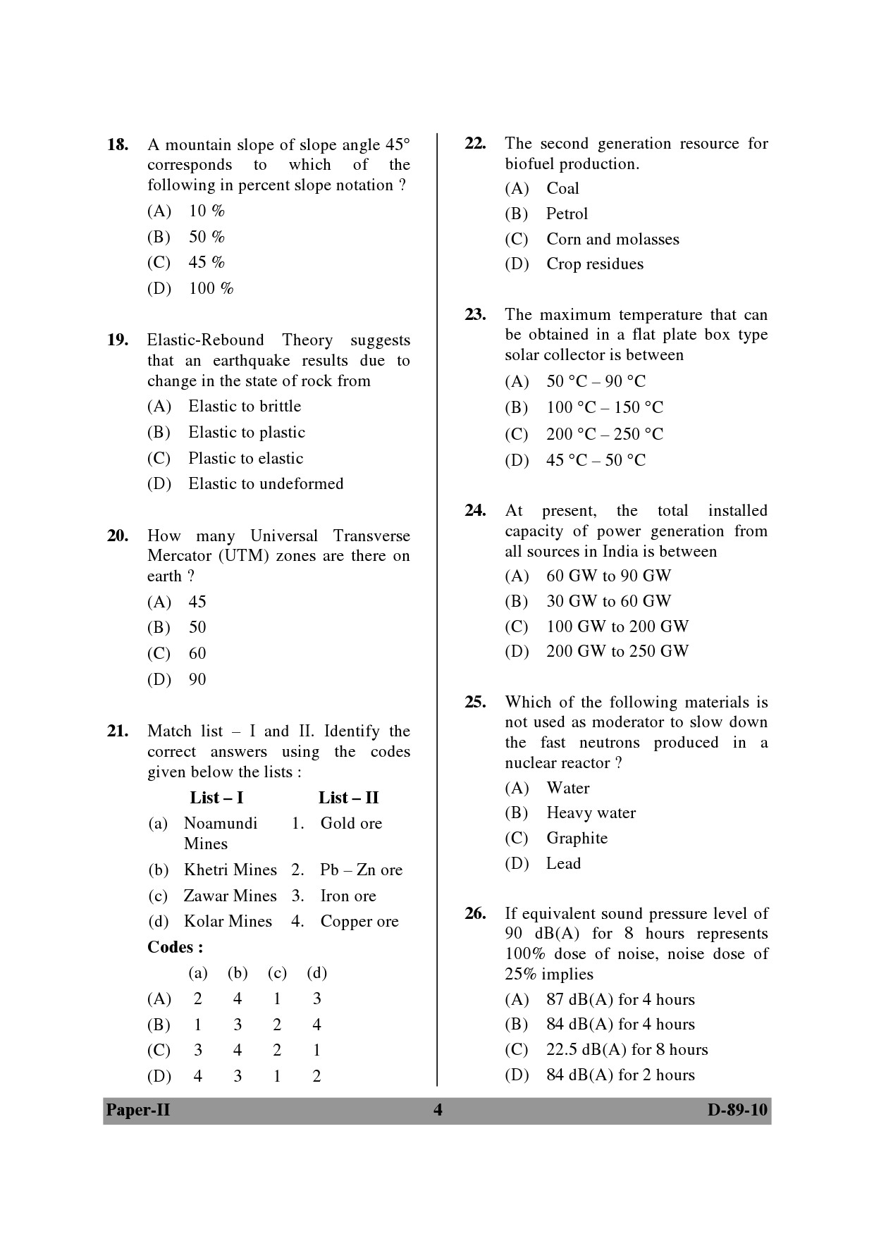 UGC NET Environmental Science Question Paper II December 2010 4