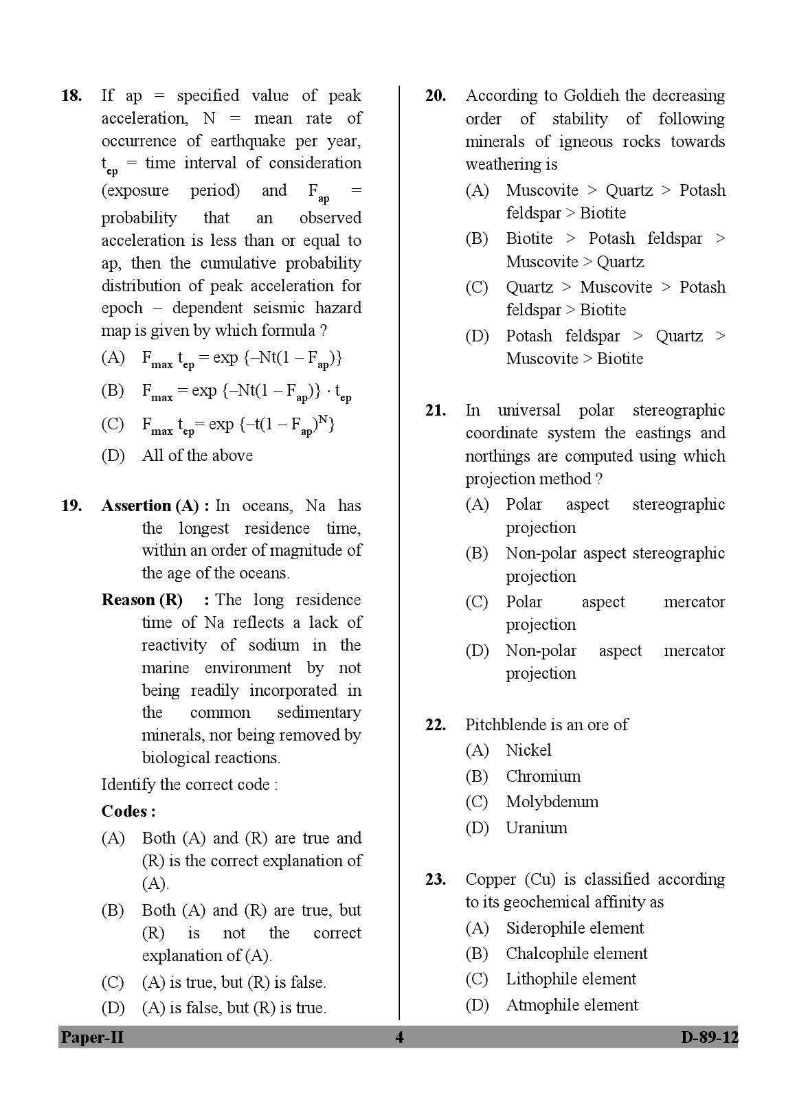 UGC NET Environmental Science Question Paper II December 2012 4