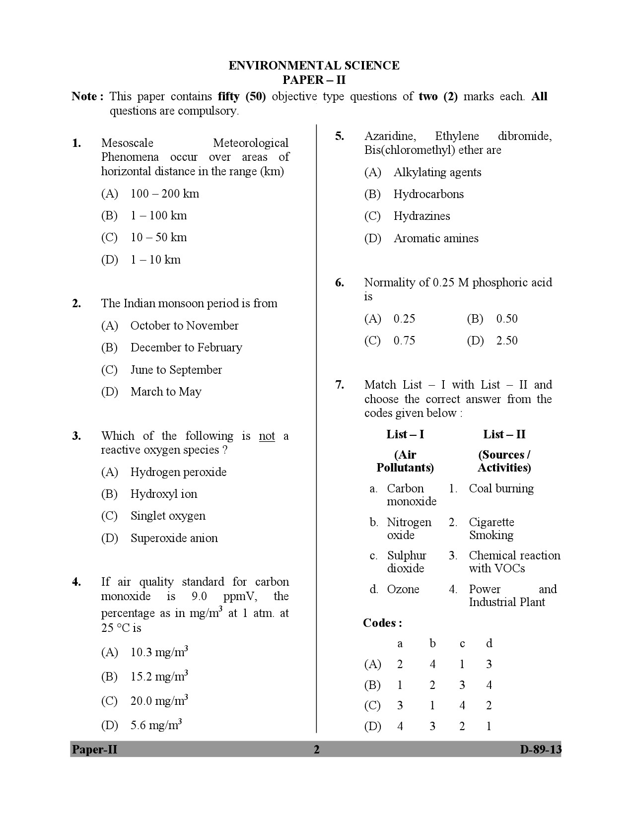 UGC NET Environmental Science Question Paper II December 2013 2